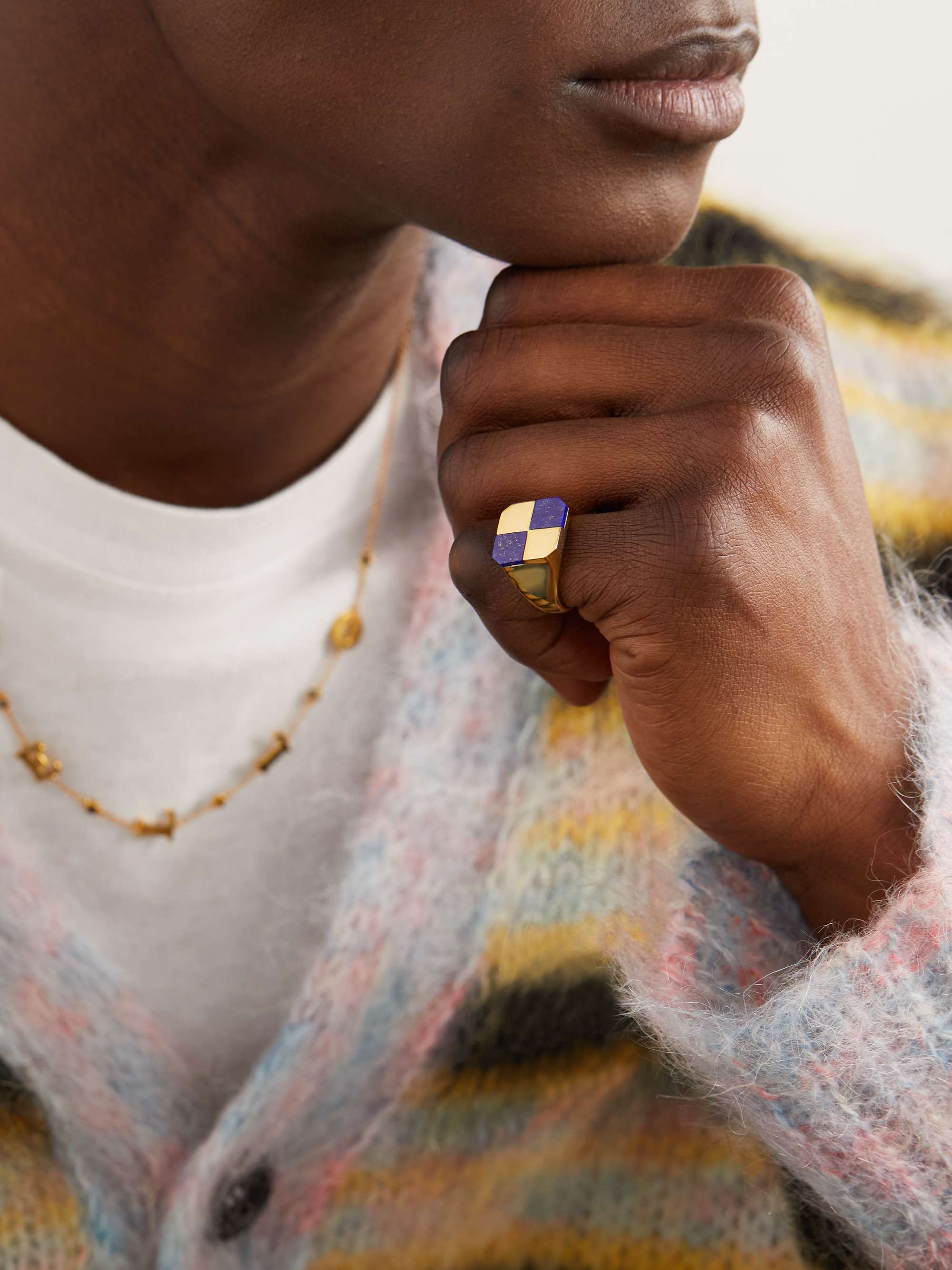 YVONNE LÉON Gold Lapis Lazuli Ring