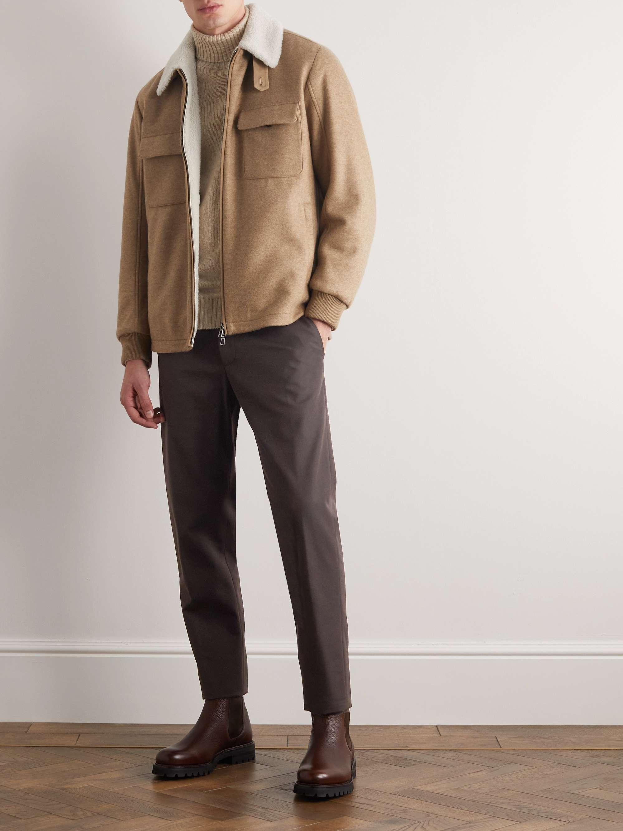 LORO PIANA Tapered Cotton and Wool-Blend Gabardine Chinos