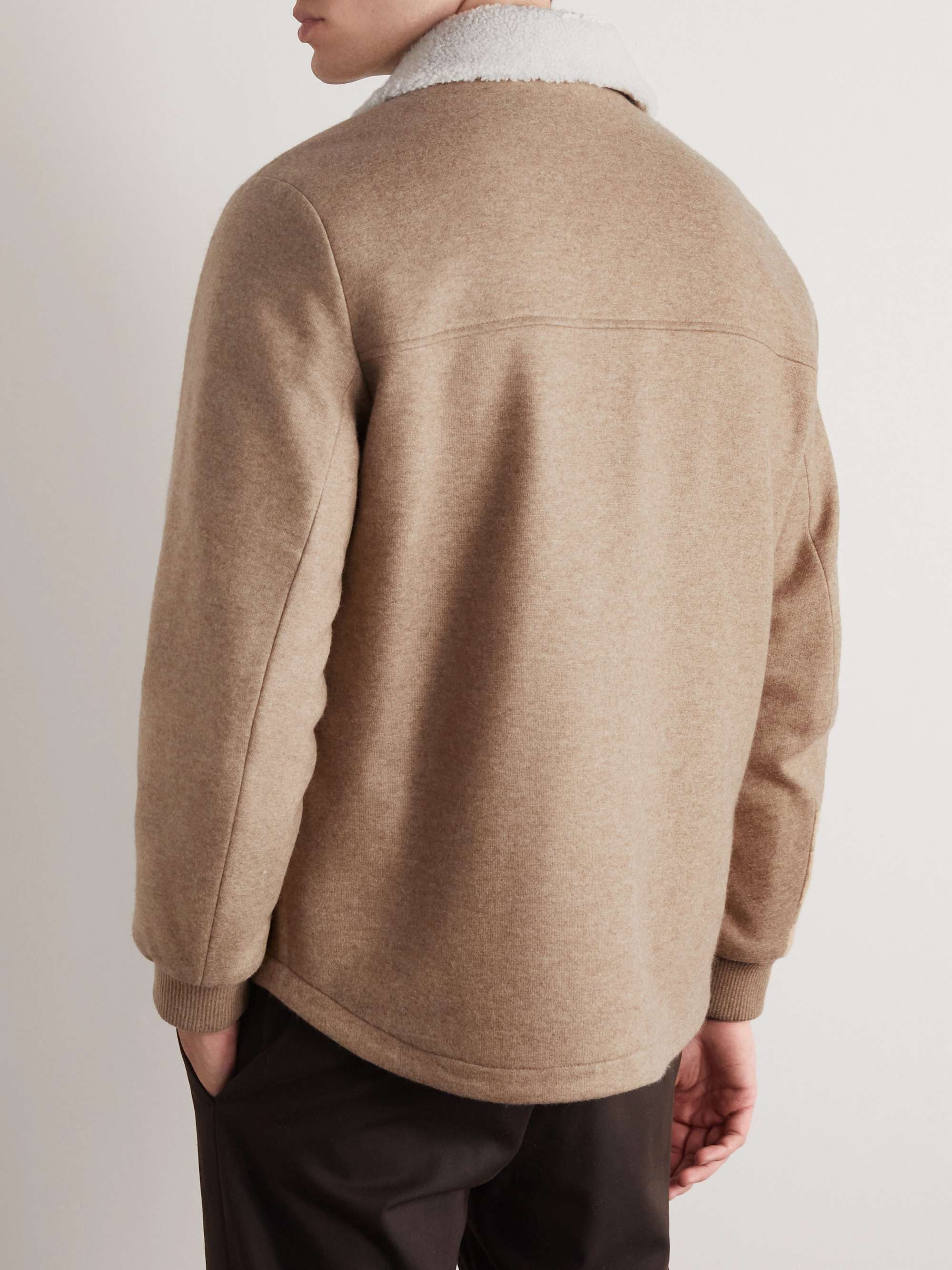 LORO PIANA Suede-Trimmed Shearling-Lined Cashmere-Blend Shirt Jacket