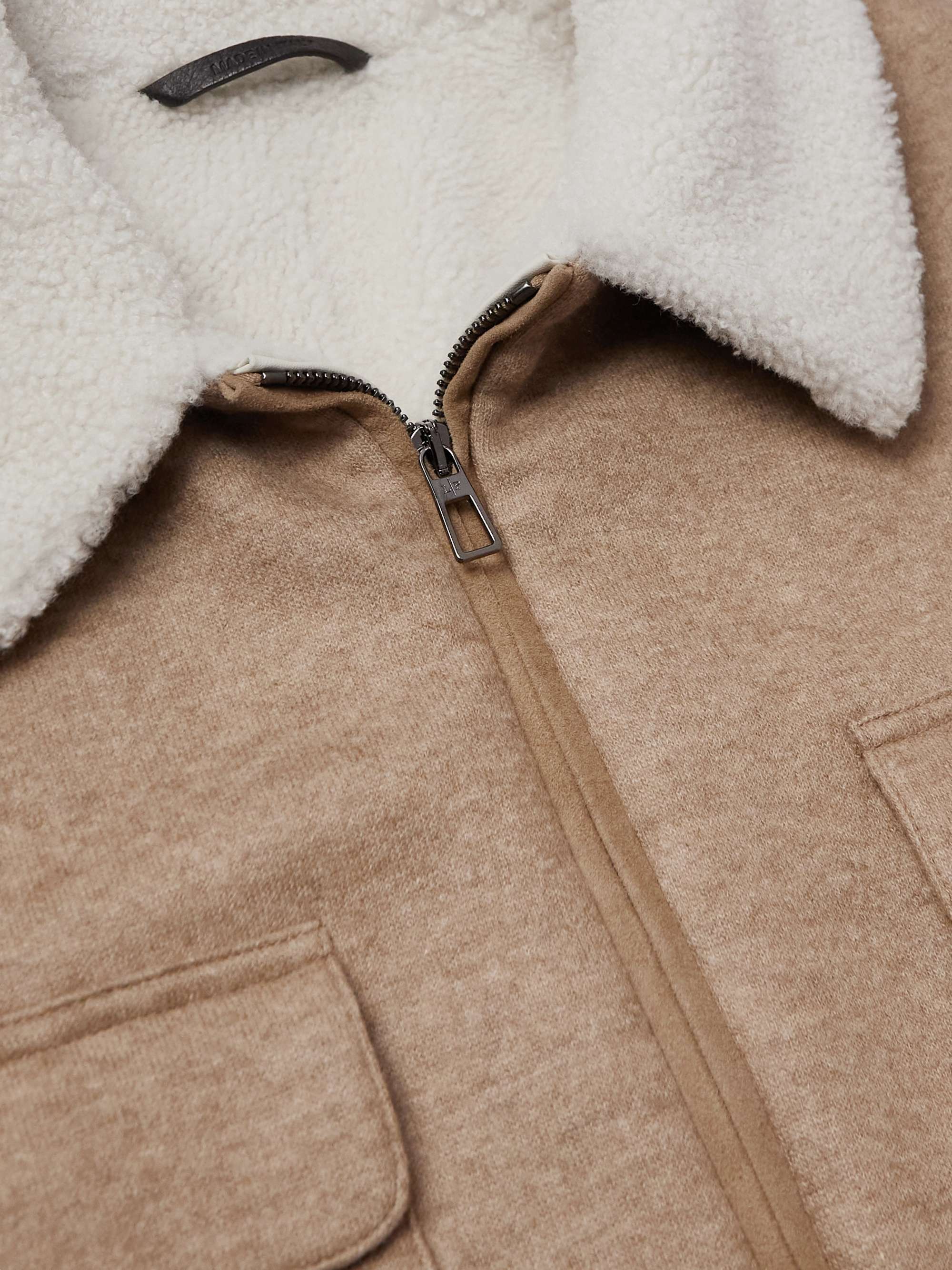 LORO PIANA Suede-Trimmed Shearling-Lined Cashmere-Blend Shirt Jacket