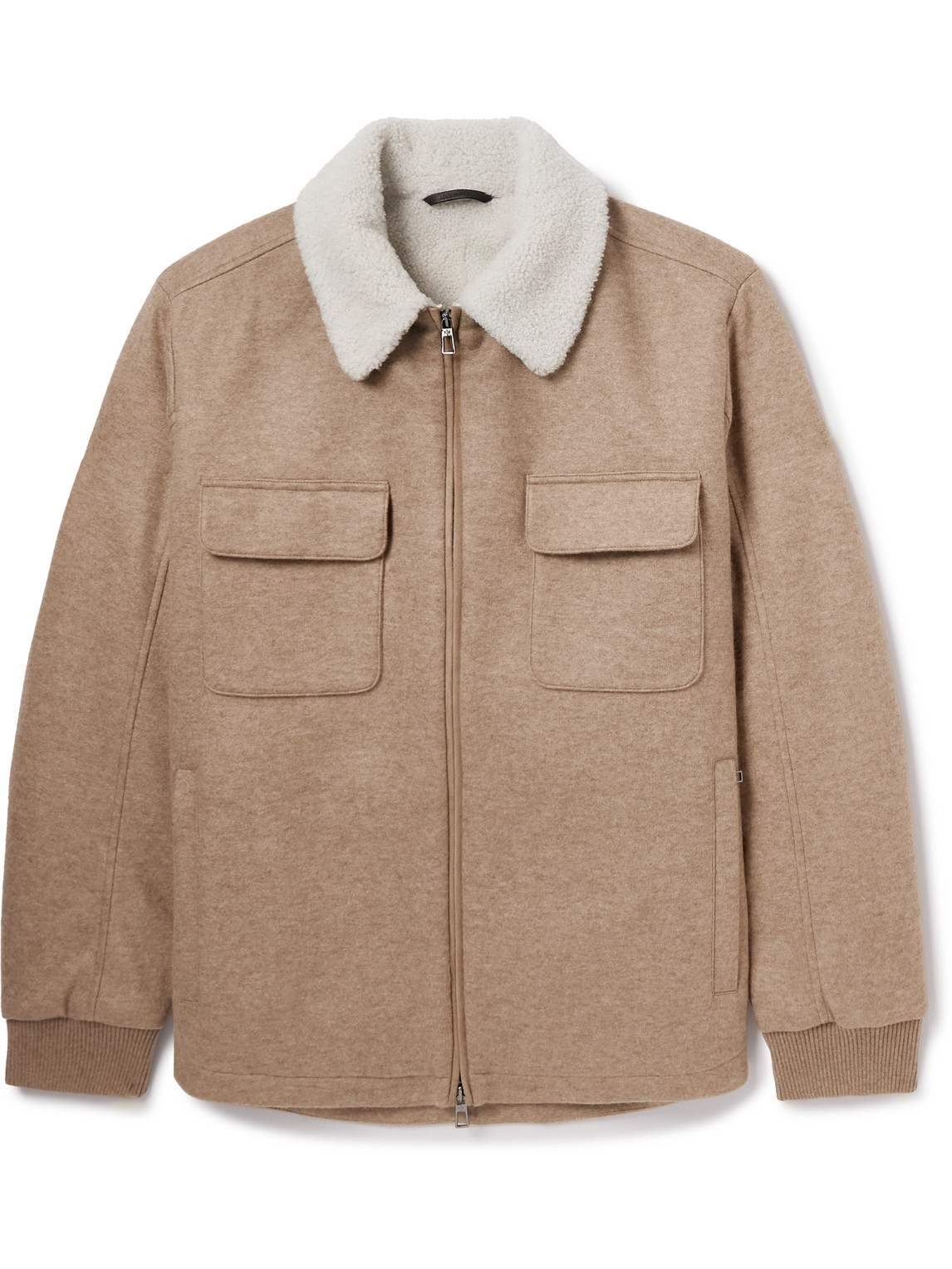 Suede-Trimmed Shearling-Lined Cashmere-Blend Shirt Jacket