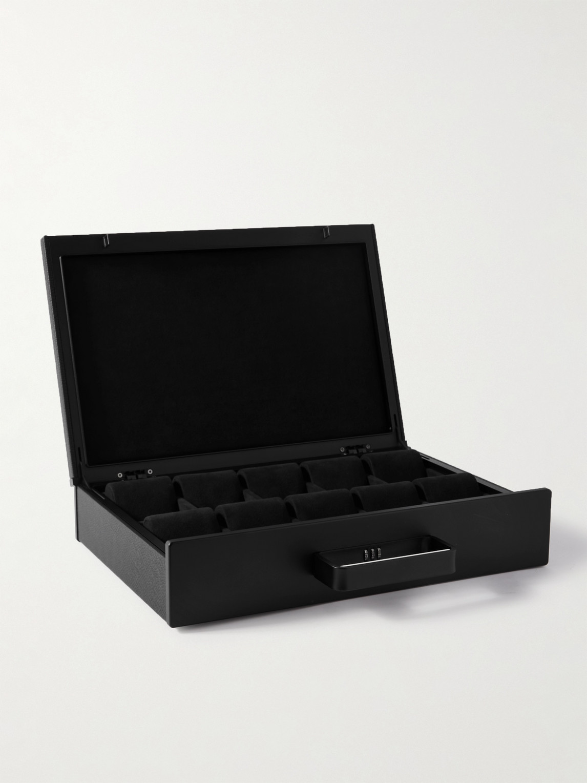 Shop Charles Simon Mackenzie Full-grain Leather 10-piece Travel Watch Case In Black