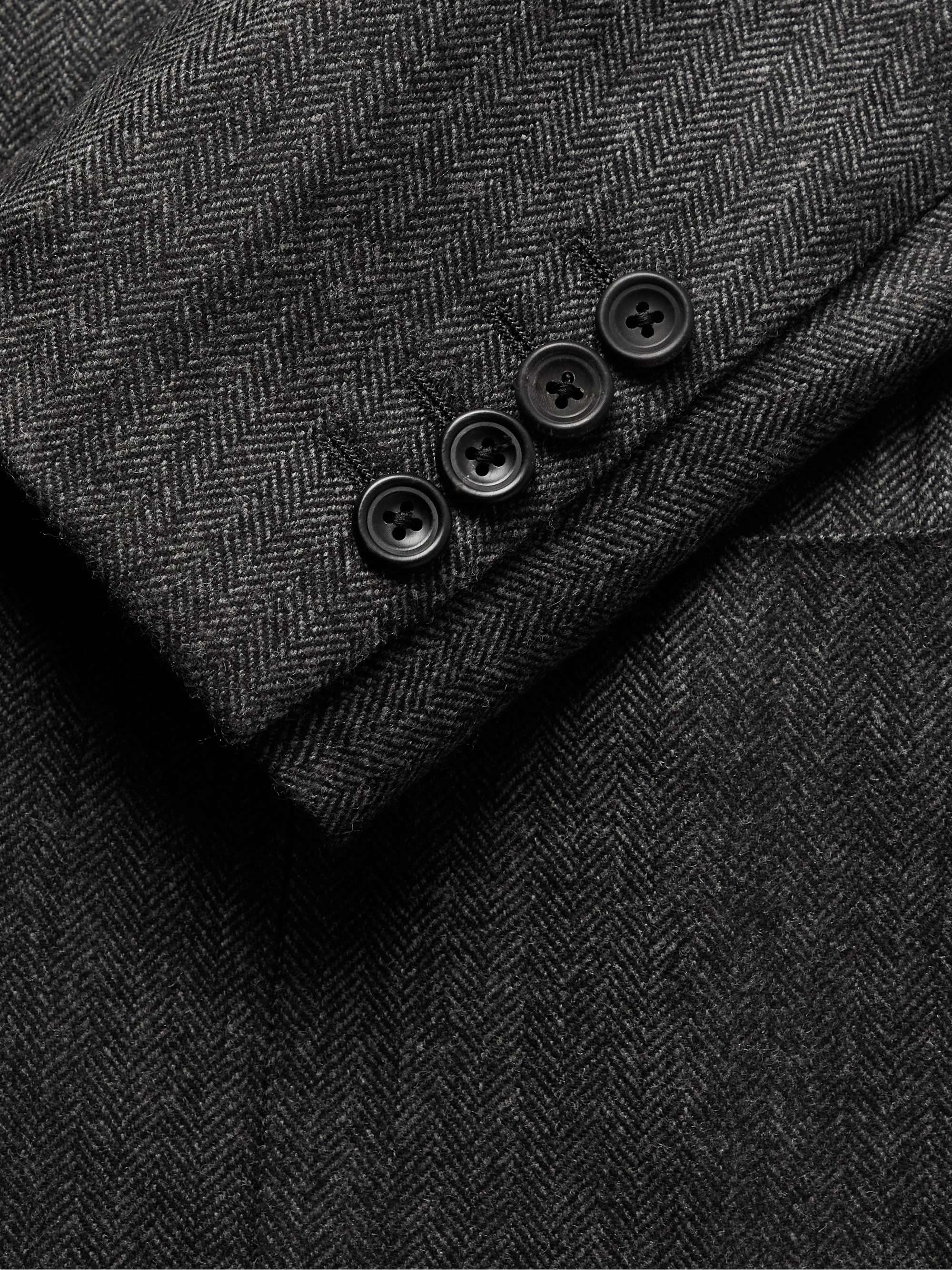 KINGSMAN Herringbone Wool and Cashmere-Blend Blazer