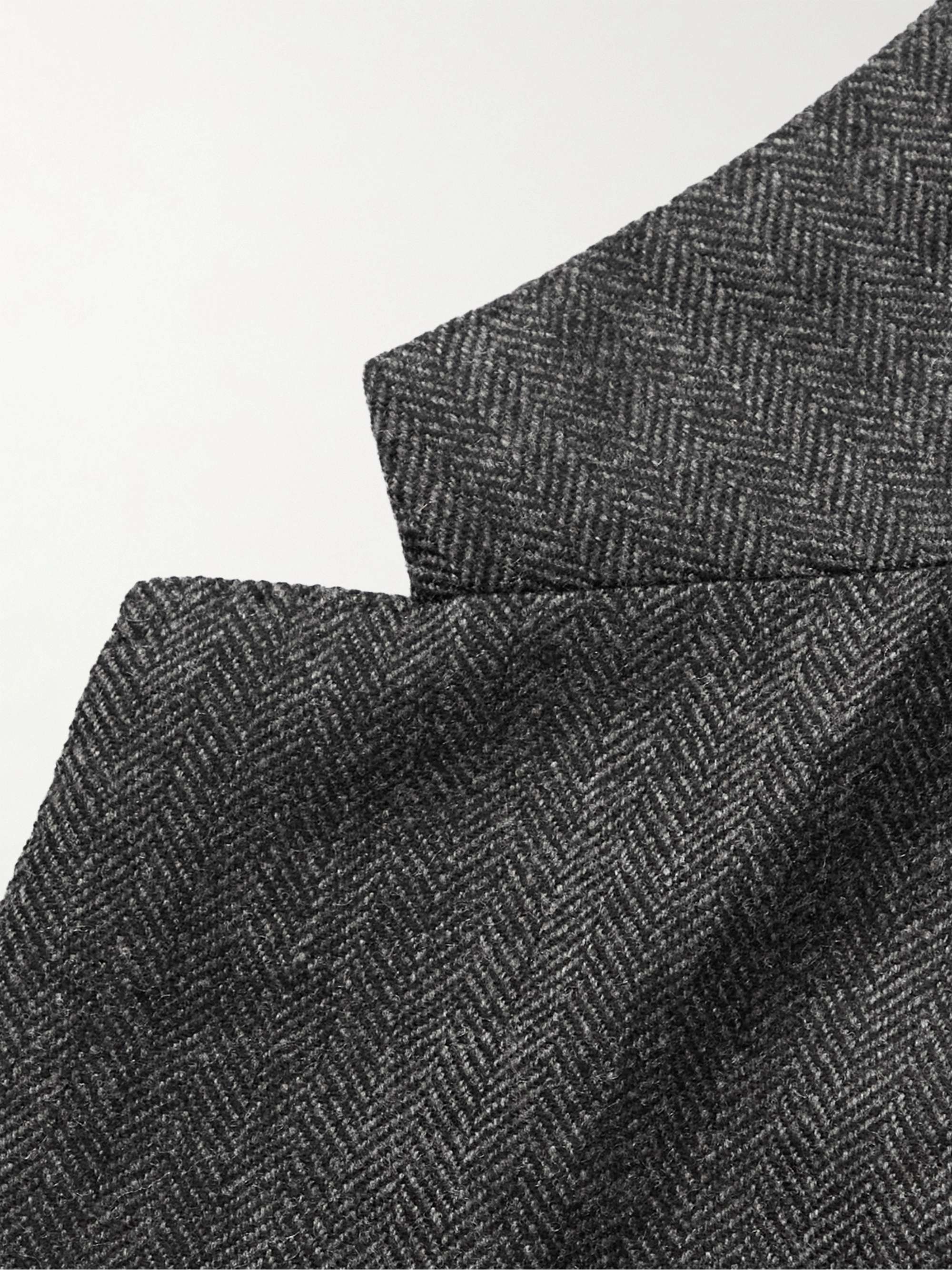 KINGSMAN Herringbone Wool and Cashmere-Blend Blazer