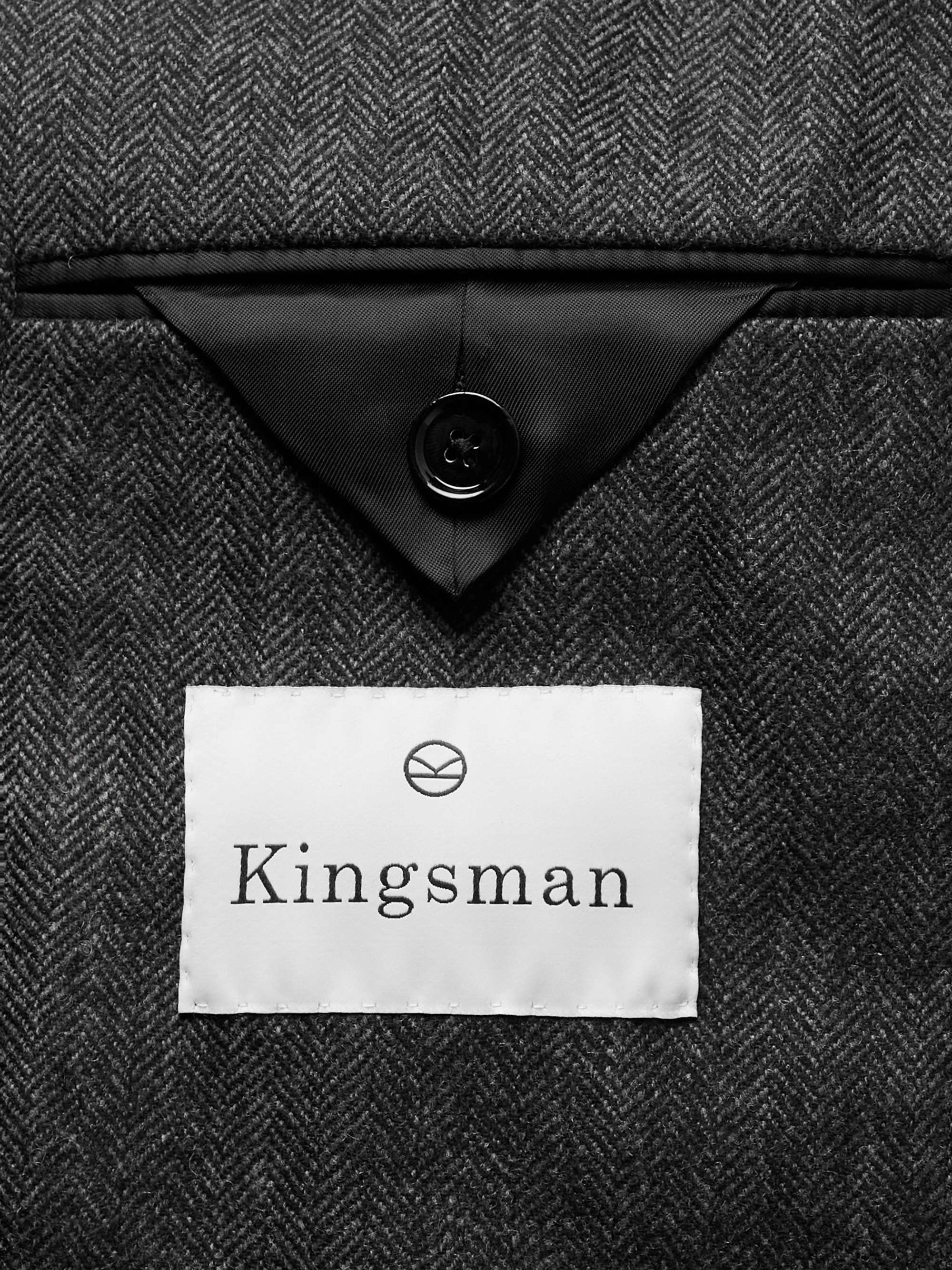 KINGSMAN Herringbone Wool and Cashmere-Blend Blazer