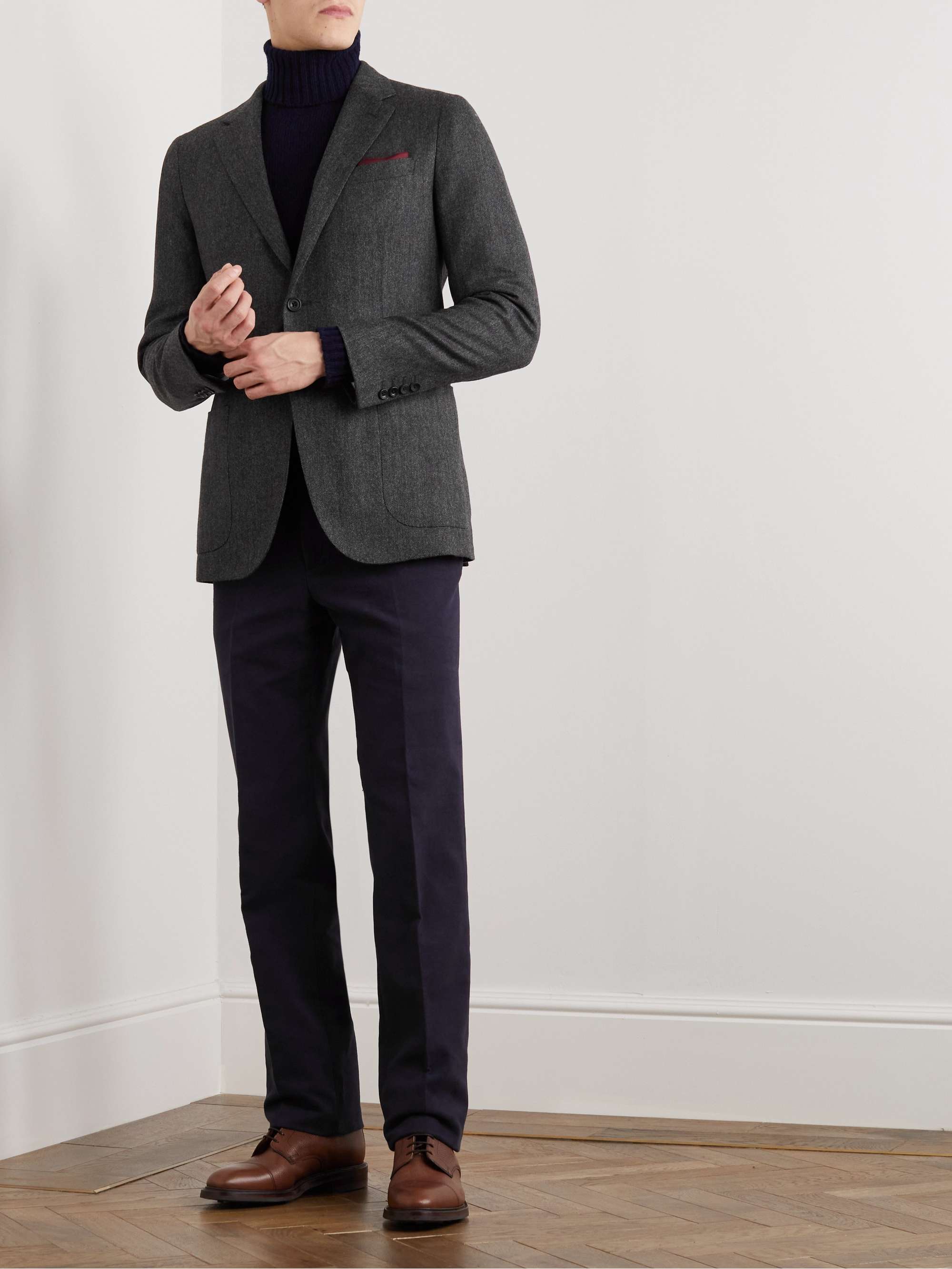 KINGSMAN Herringbone Wool and Cashmere-Blend Blazer for Men | MR PORTER