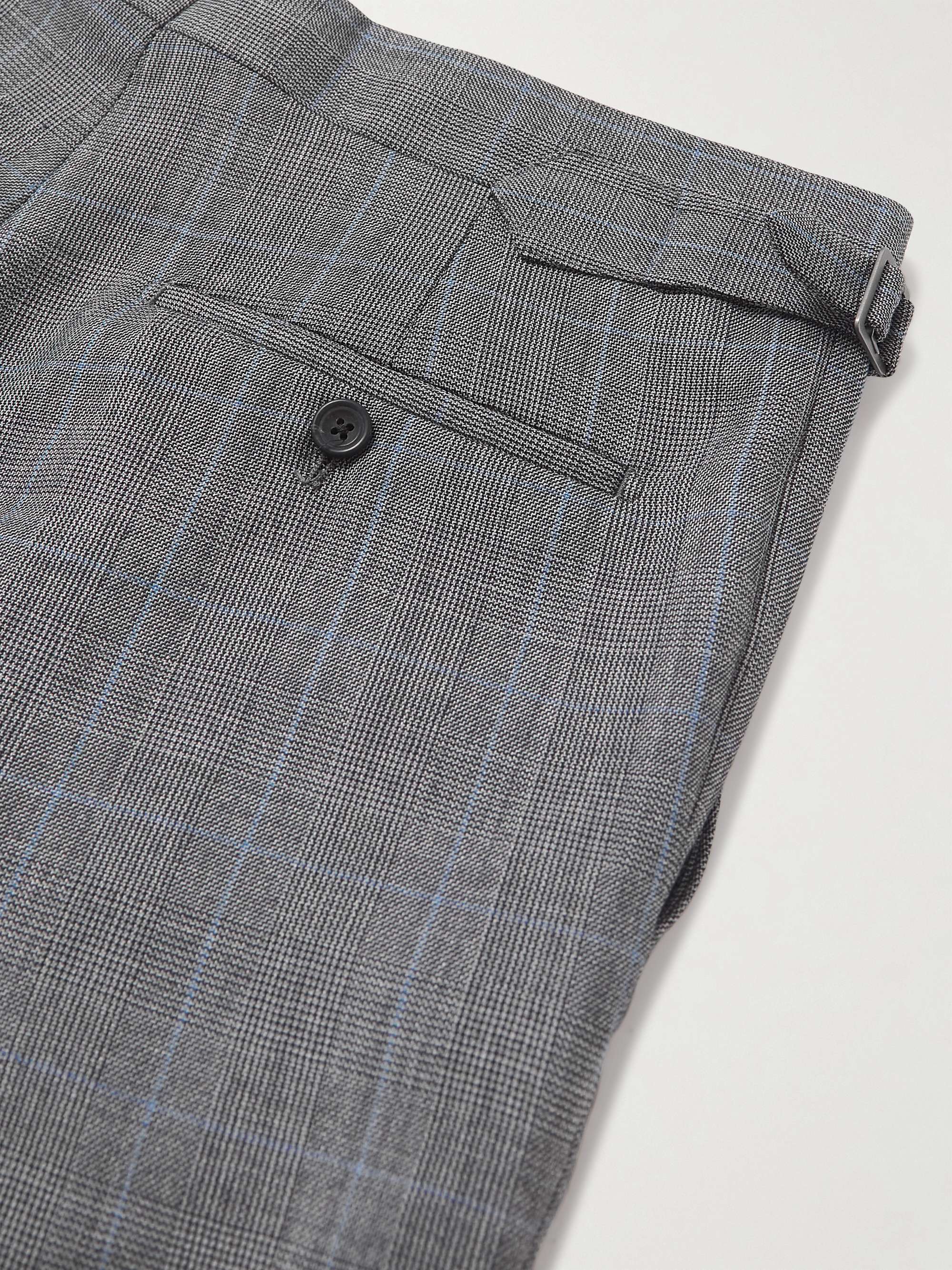 KINGSMAN Straight-Leg Prince Of Wales Checked Wool Suit Trousers
