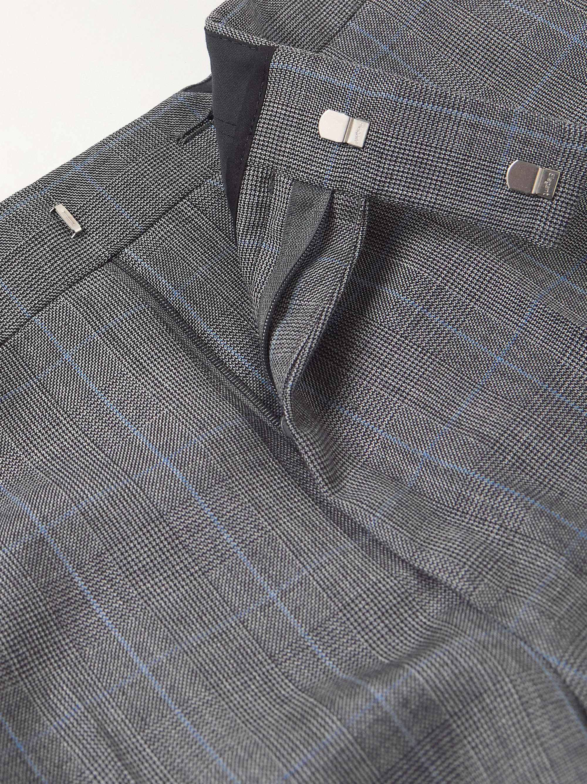 KINGSMAN Straight-Leg Prince Of Wales Checked Wool Suit Trousers