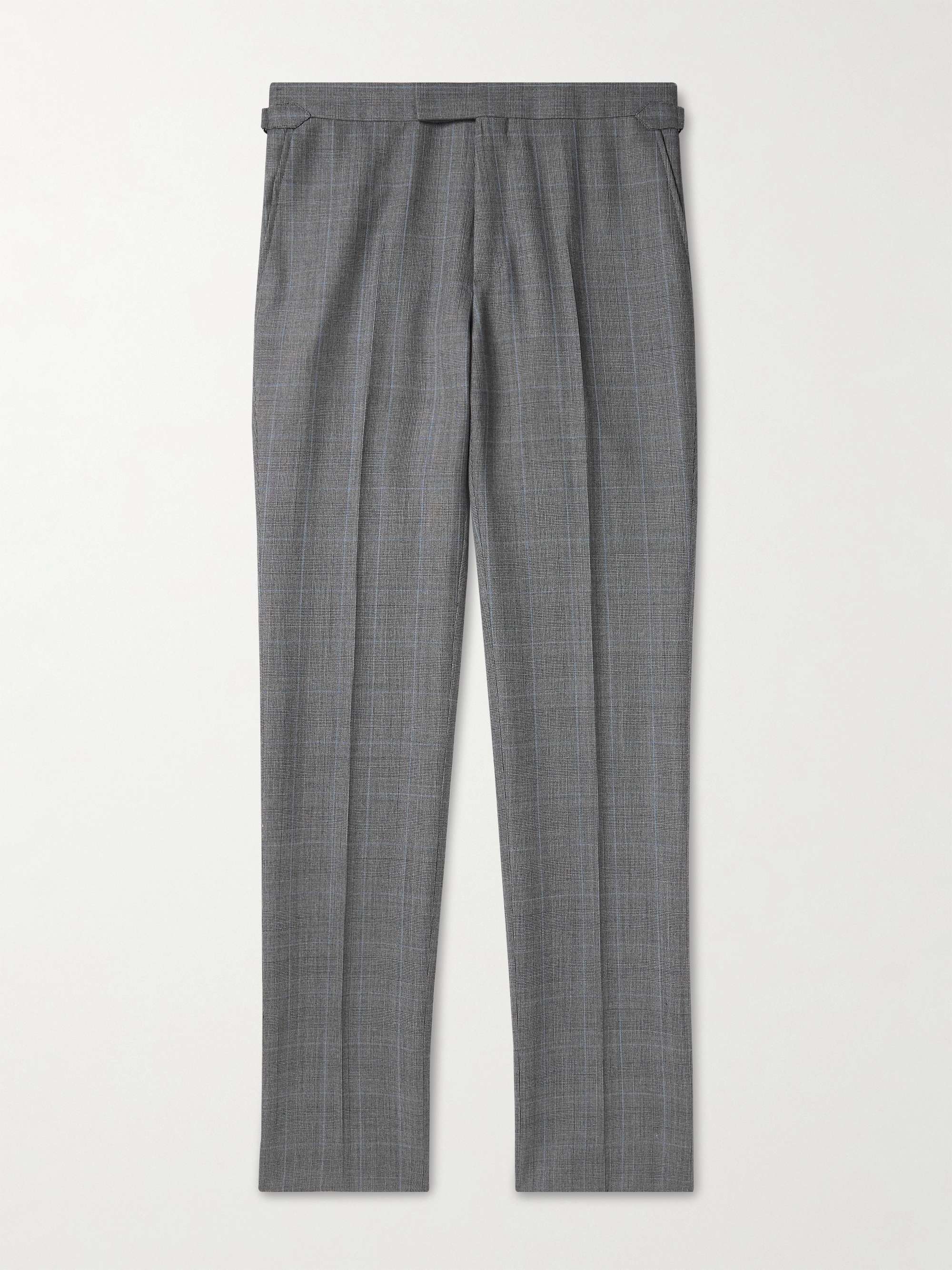 KINGSMAN Straight-Leg Prince Of Wales Checked Wool Suit Trousers