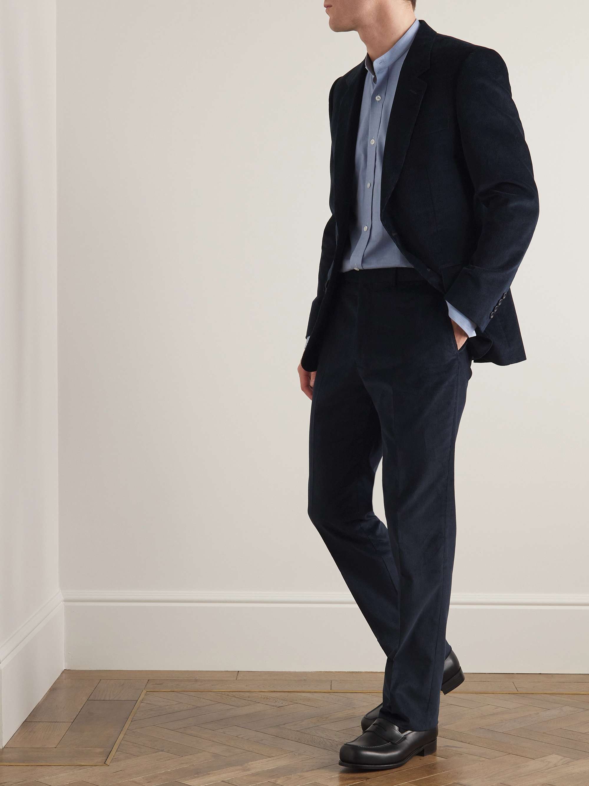 KINGSMAN Straight-Leg Cotton and Cashmere-Blend Corduroy Suit Trousers