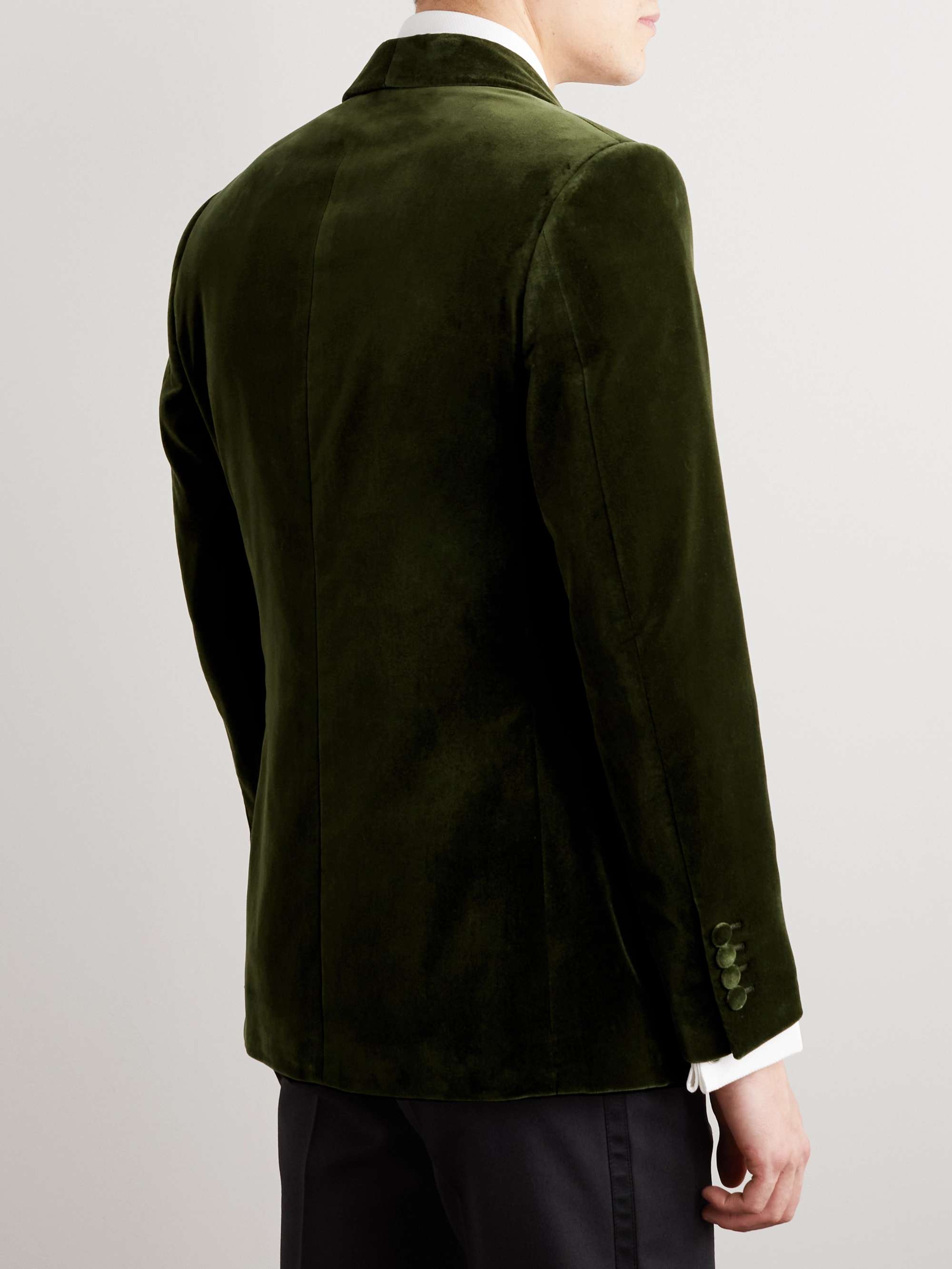 KINGSMAN Shawl-Collar Cotton-Blend Velvet Tuxedo Jacket