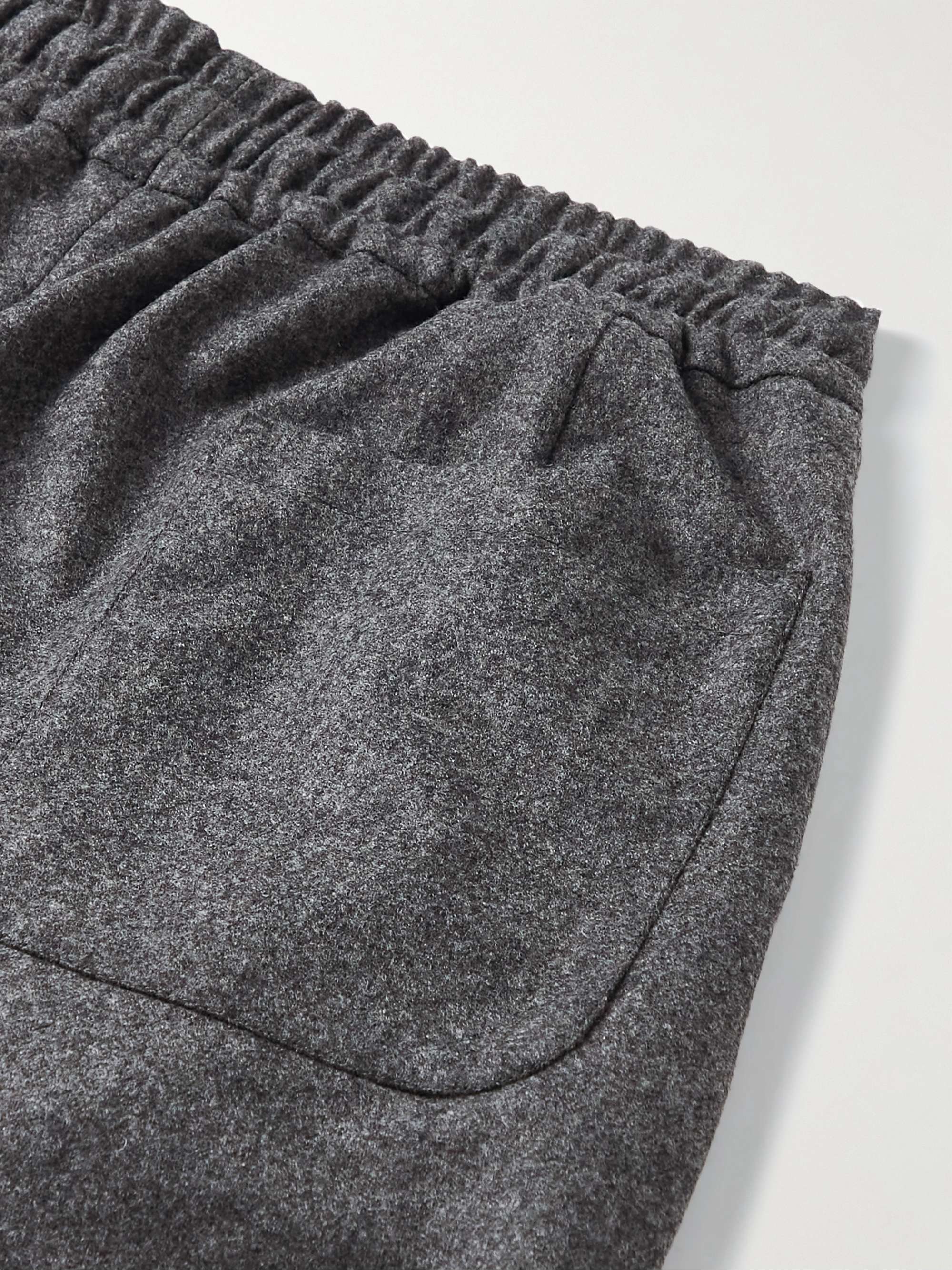 KINGSMAN Straight-Leg Wool-Flannel Drawstring Trousers