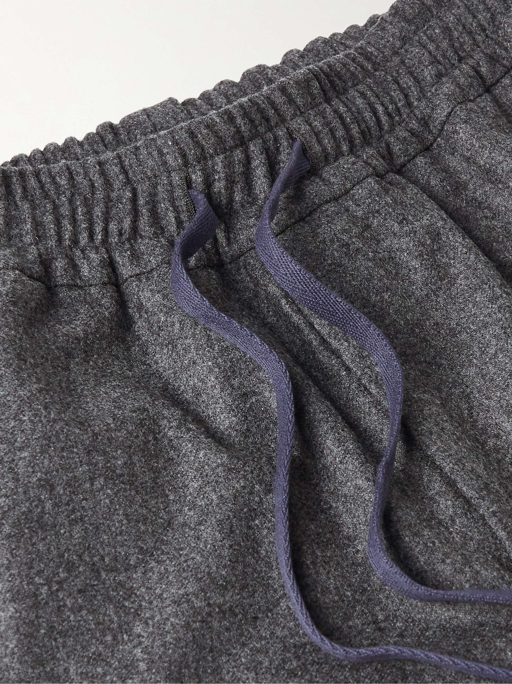 KINGSMAN Straight-Leg Wool-Flannel Drawstring Trousers