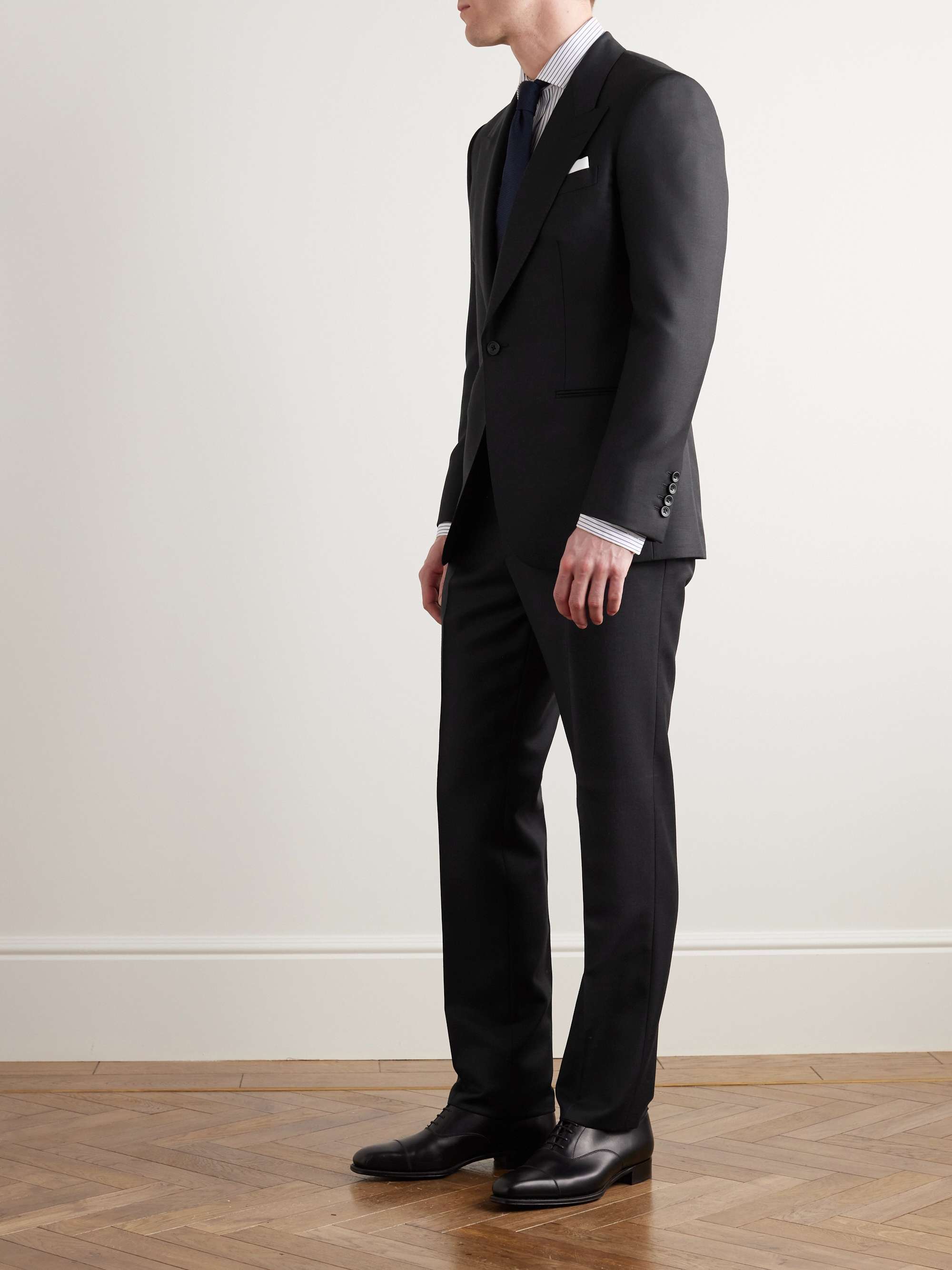 KINGSMAN Straight-Leg Wool and Mohair-Blend Suit Trousers