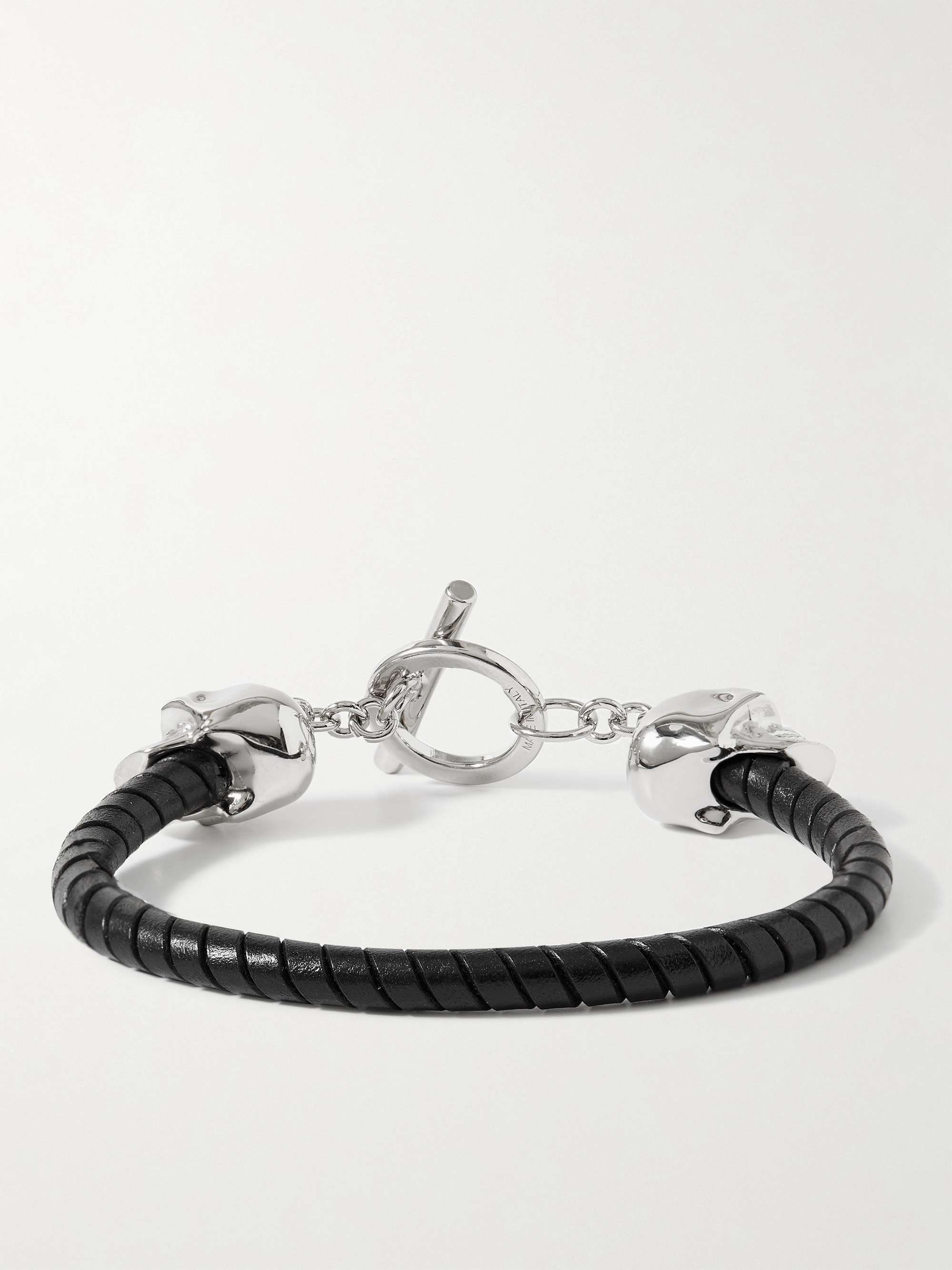 MCQUEEN Silver-Tone and Leather Bracelet