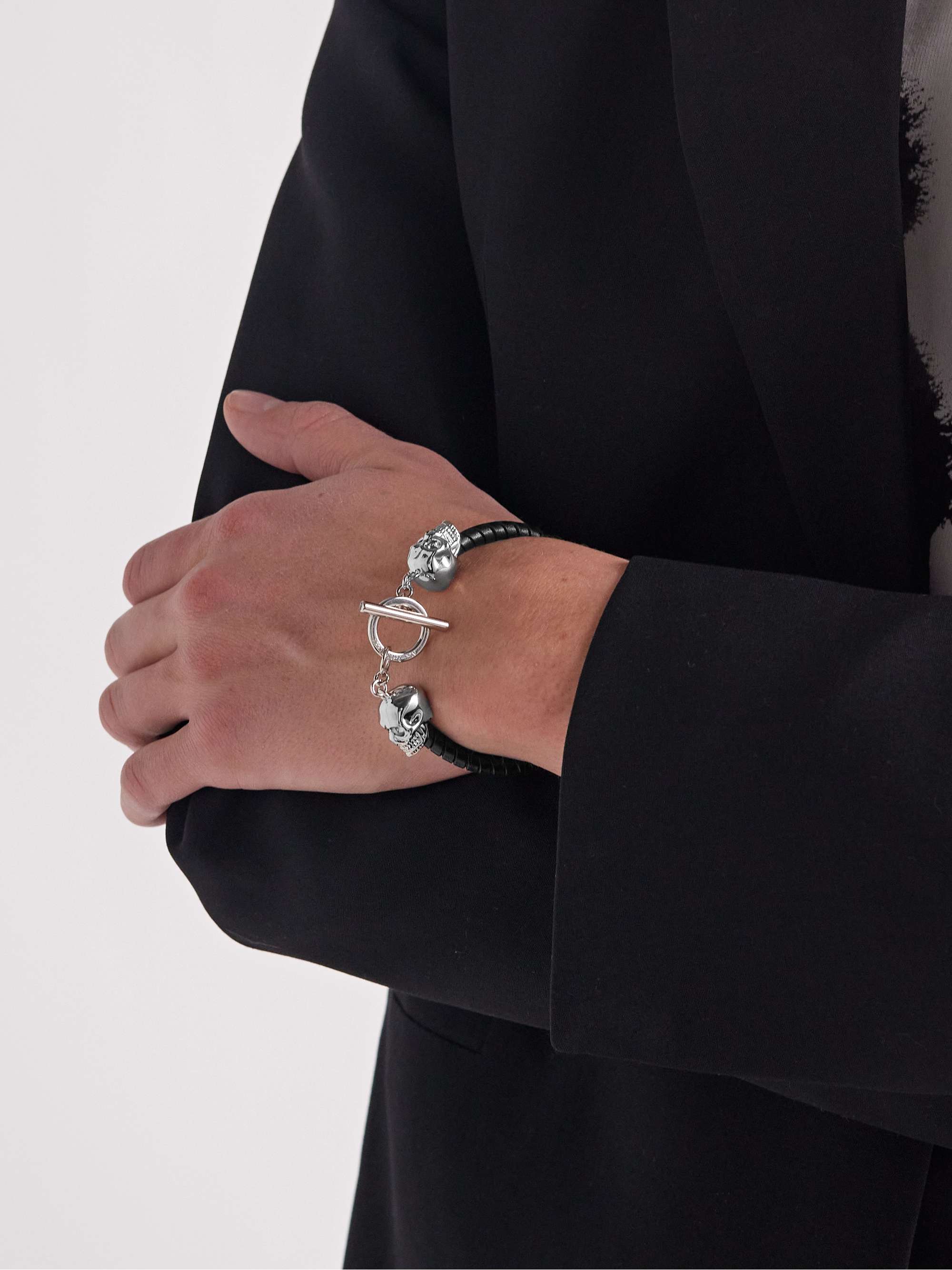 MCQUEEN Silver-Tone and Leather Bracelet