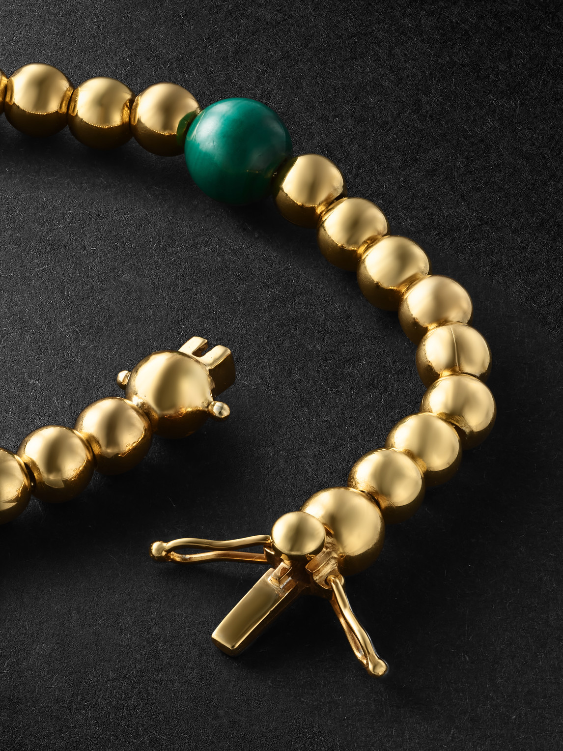 Shop Pattaraphan Tri Anya Baby Cycle 14-karat Gold Malachite Bracelet