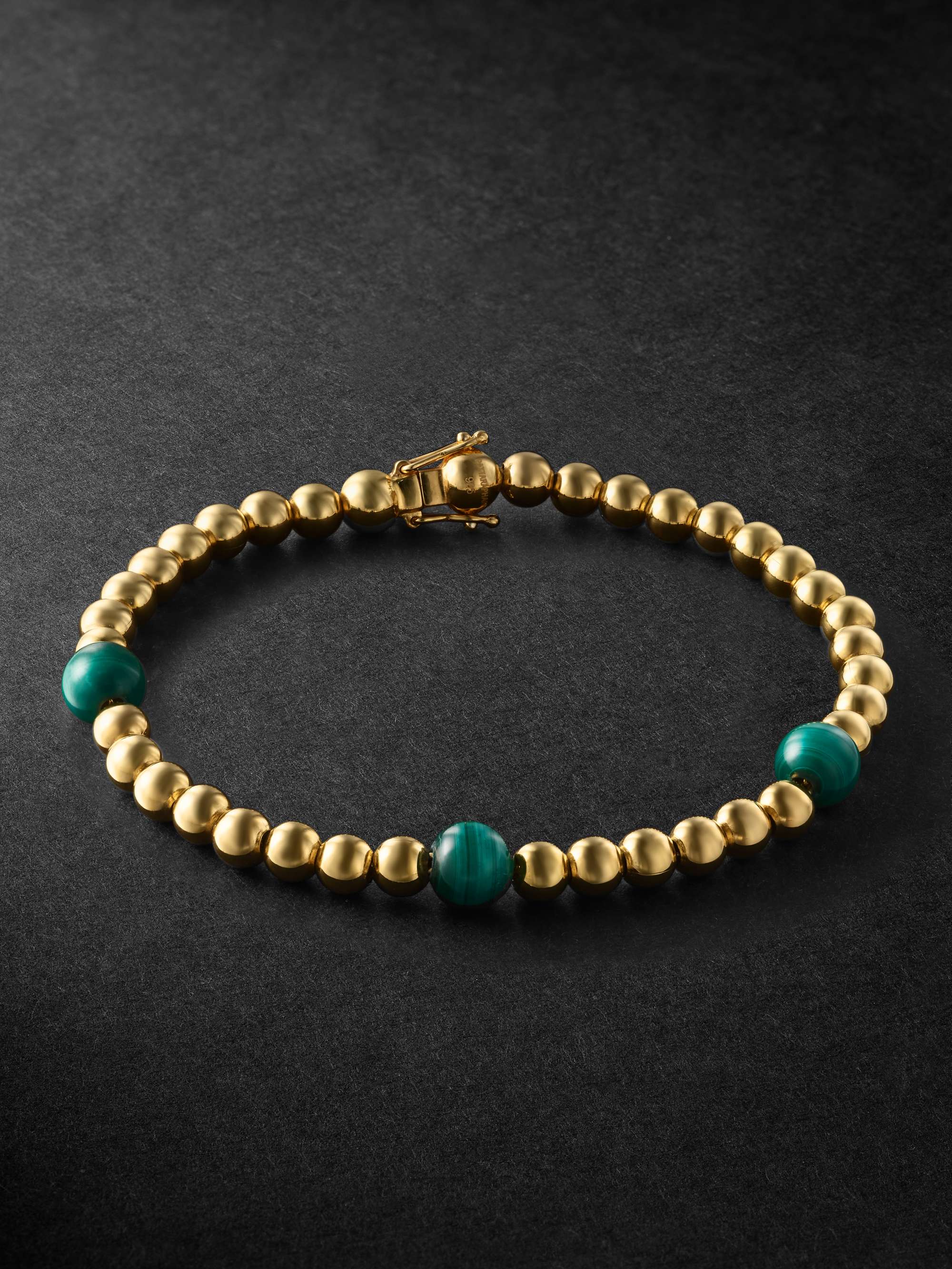 9ct Gold Malachite Set Flower Petal Bracelet - TB Mitchell - Bracelets | TB  Mitchell