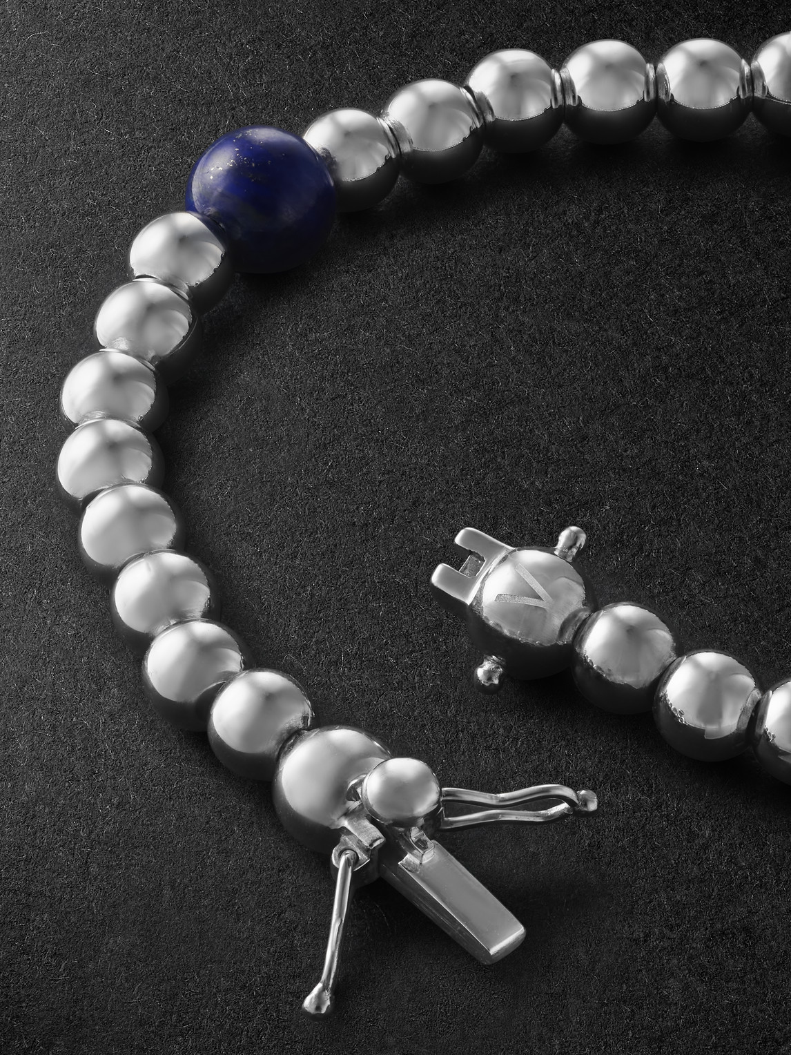 Pattaraphan Tri Anya Baby Cycle 14-karat White Gold Lapis Lazuli Bracelet In Silver