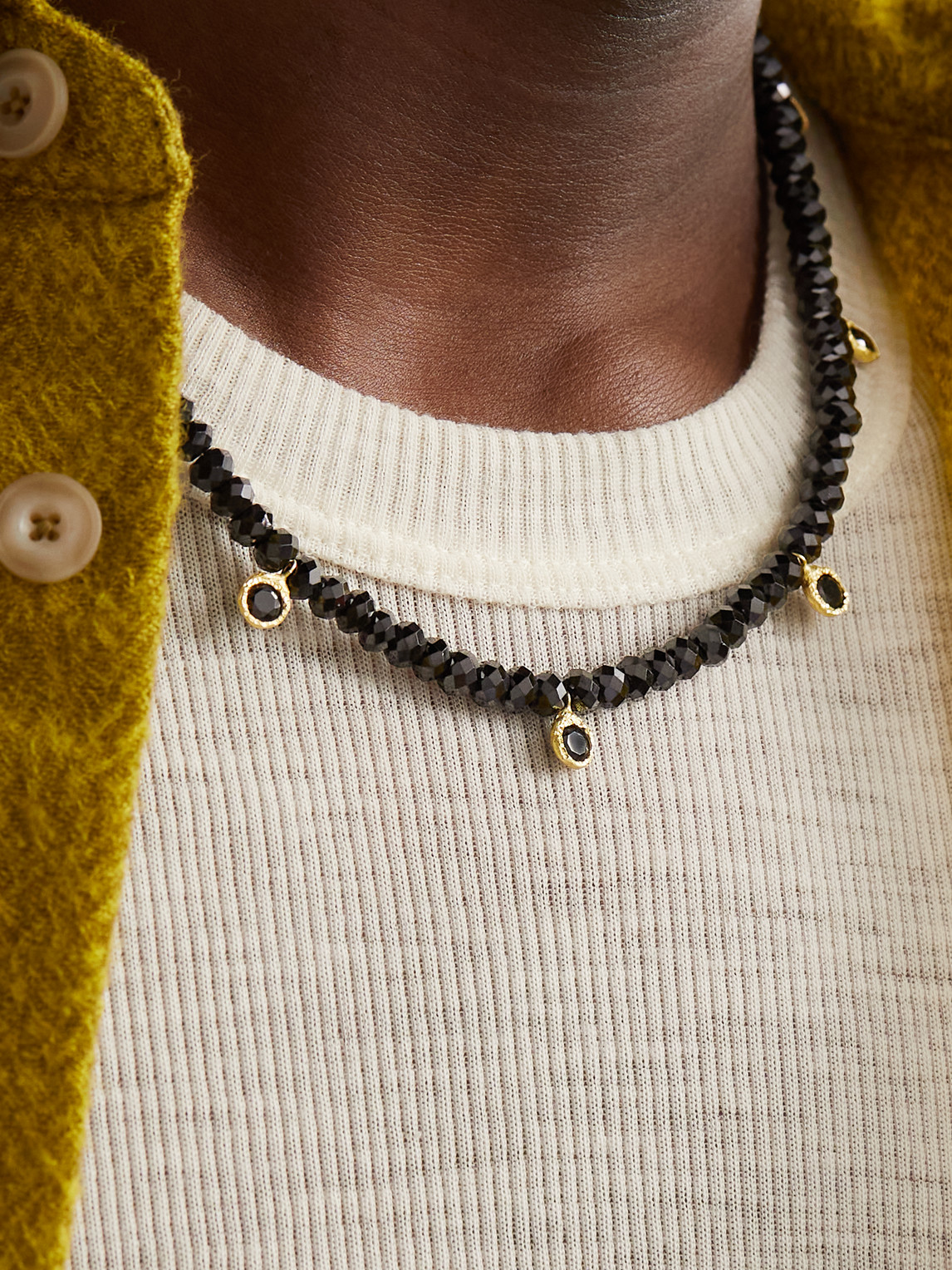 Shop Elhanati Pacino Gold Spinel Beaded Necklace In Black