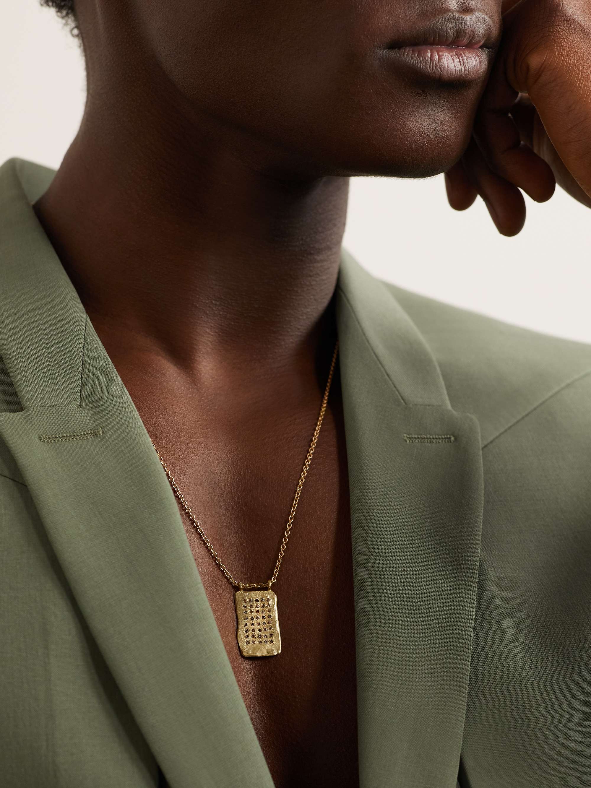 ELHANATI Palma Tag Gold Diamond Pendant Necklace
