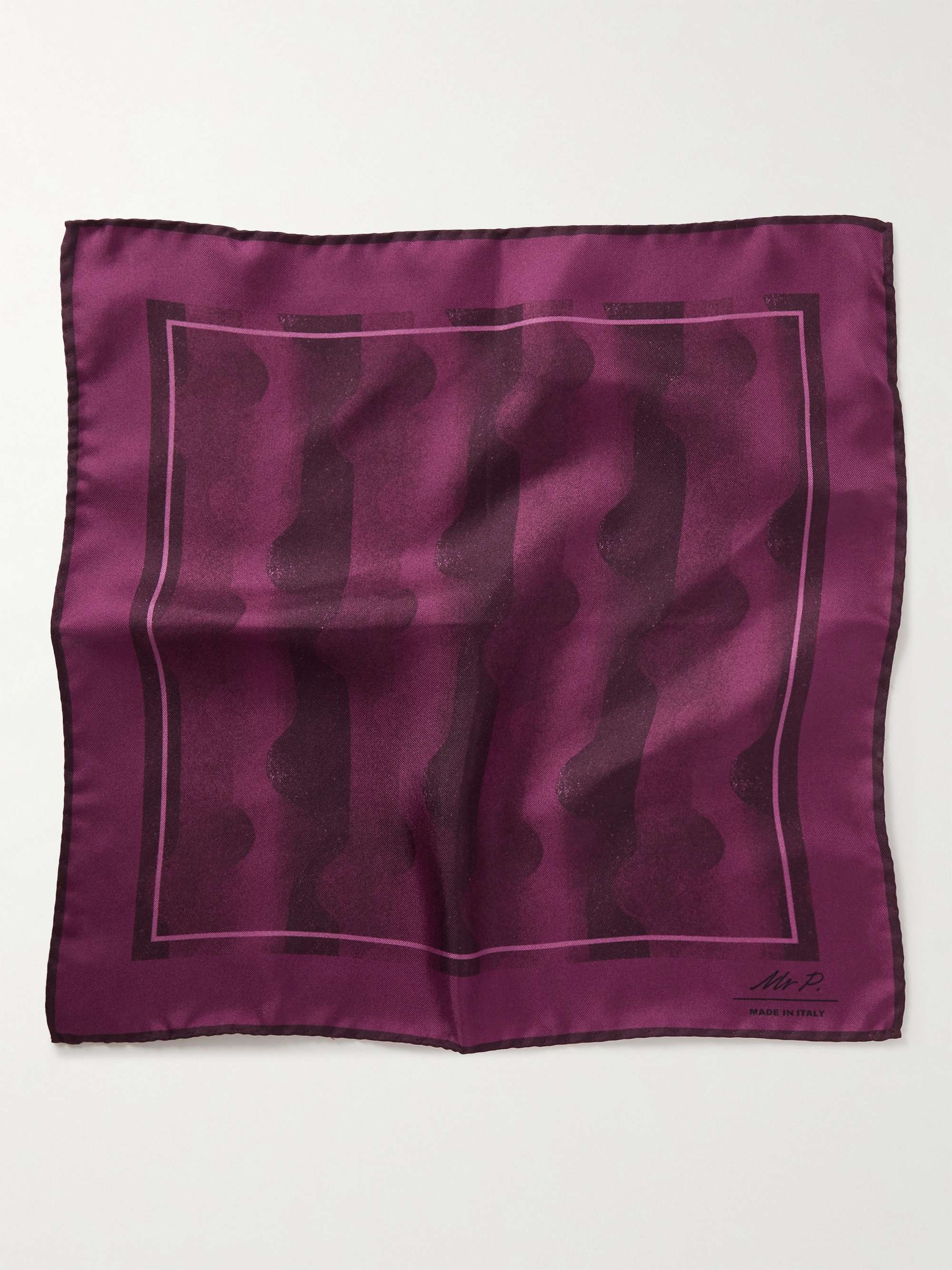 MR P. Printed Silk Pocket Square