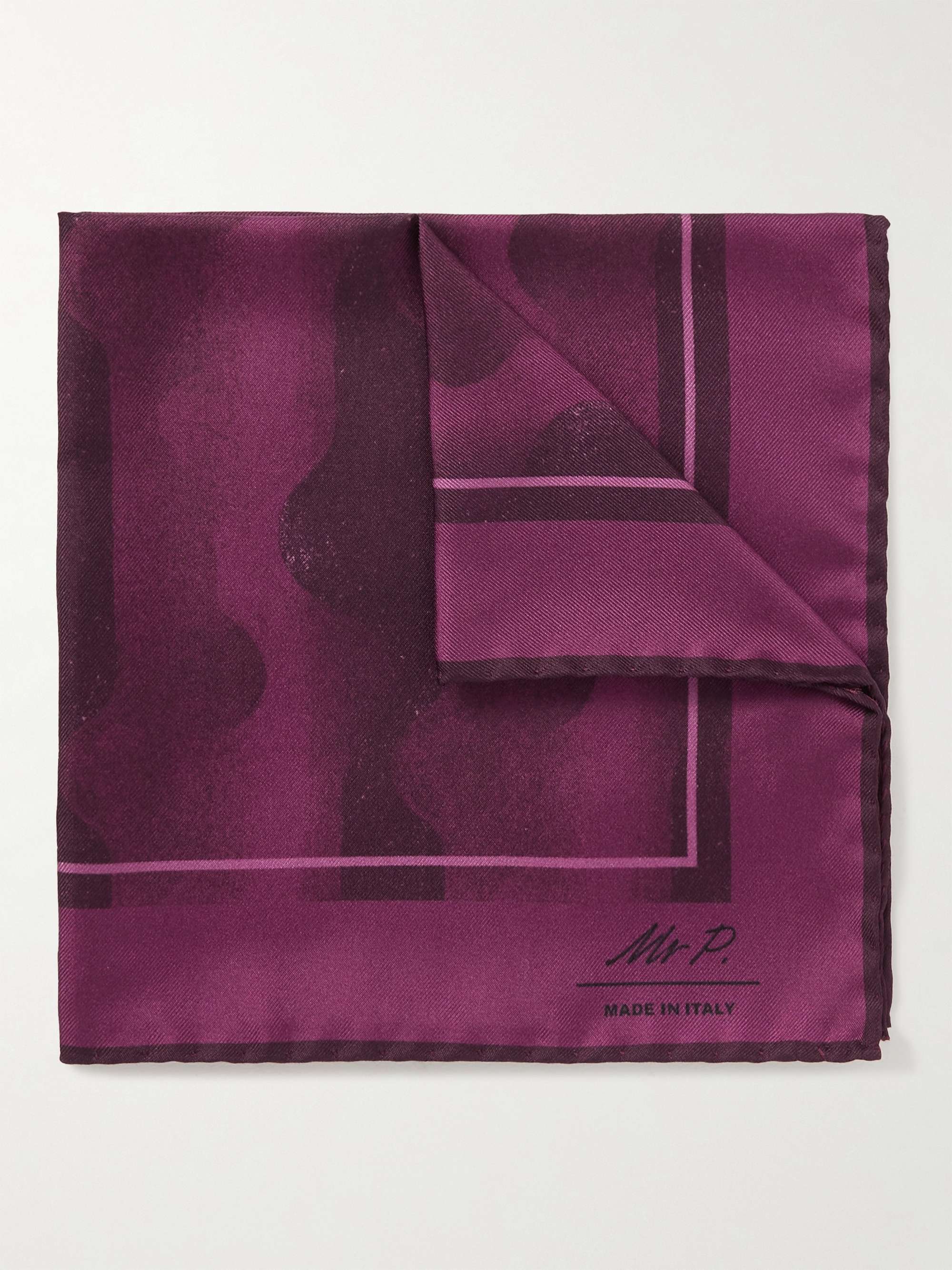 MR P. Printed Silk Pocket Square