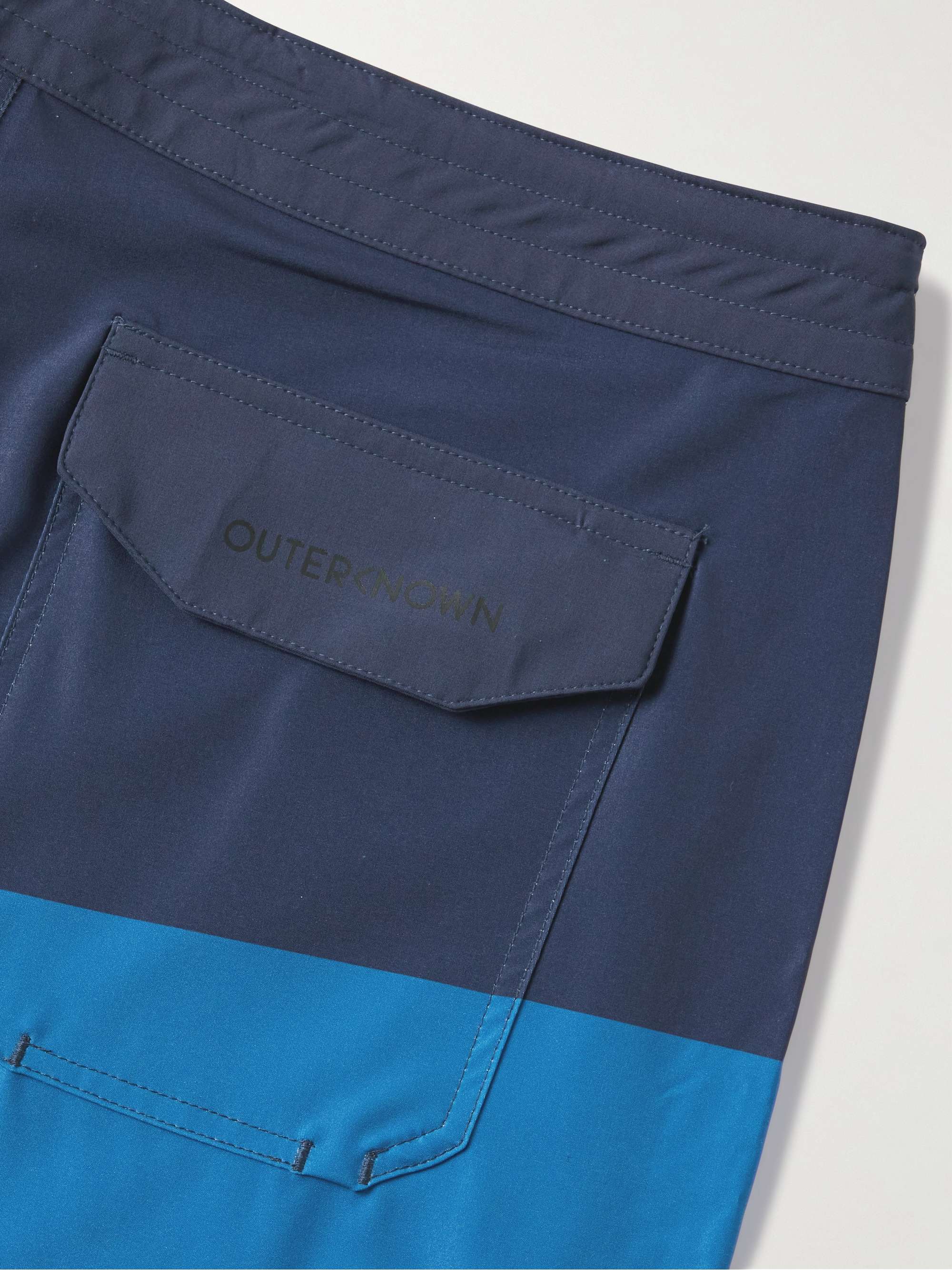 OUTERKNOWN Tasty Scallop Straight-Leg Long-Length Striped Recycled Swim Shorts