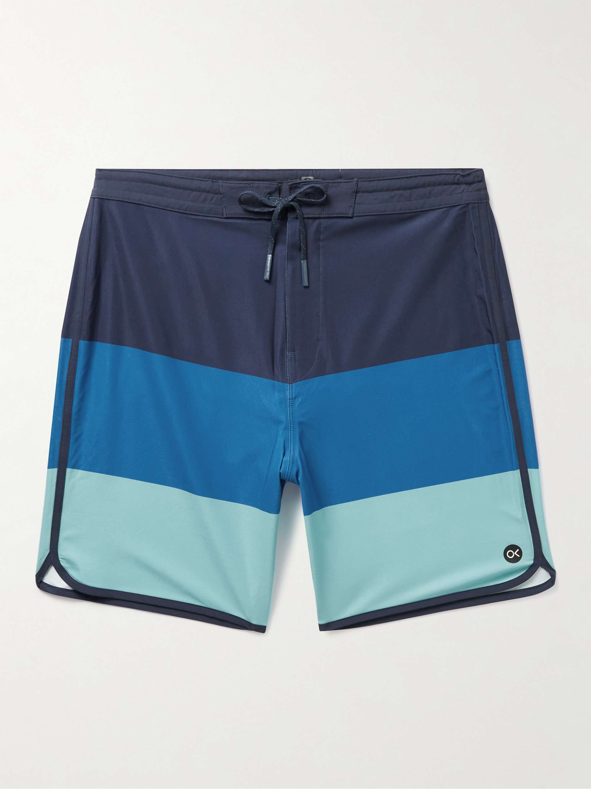 OUTERKNOWN Tasty Scallop Straight-Leg Long-Length Striped Recycled Swim Shorts