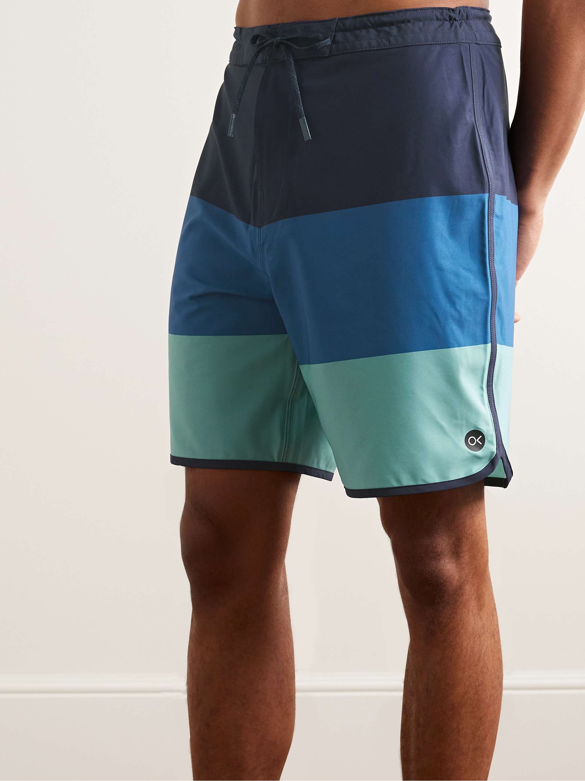 OUTERKNOWN Tasty Scallop Straight-Leg Long-Length Striped Recycled Swim Shorts