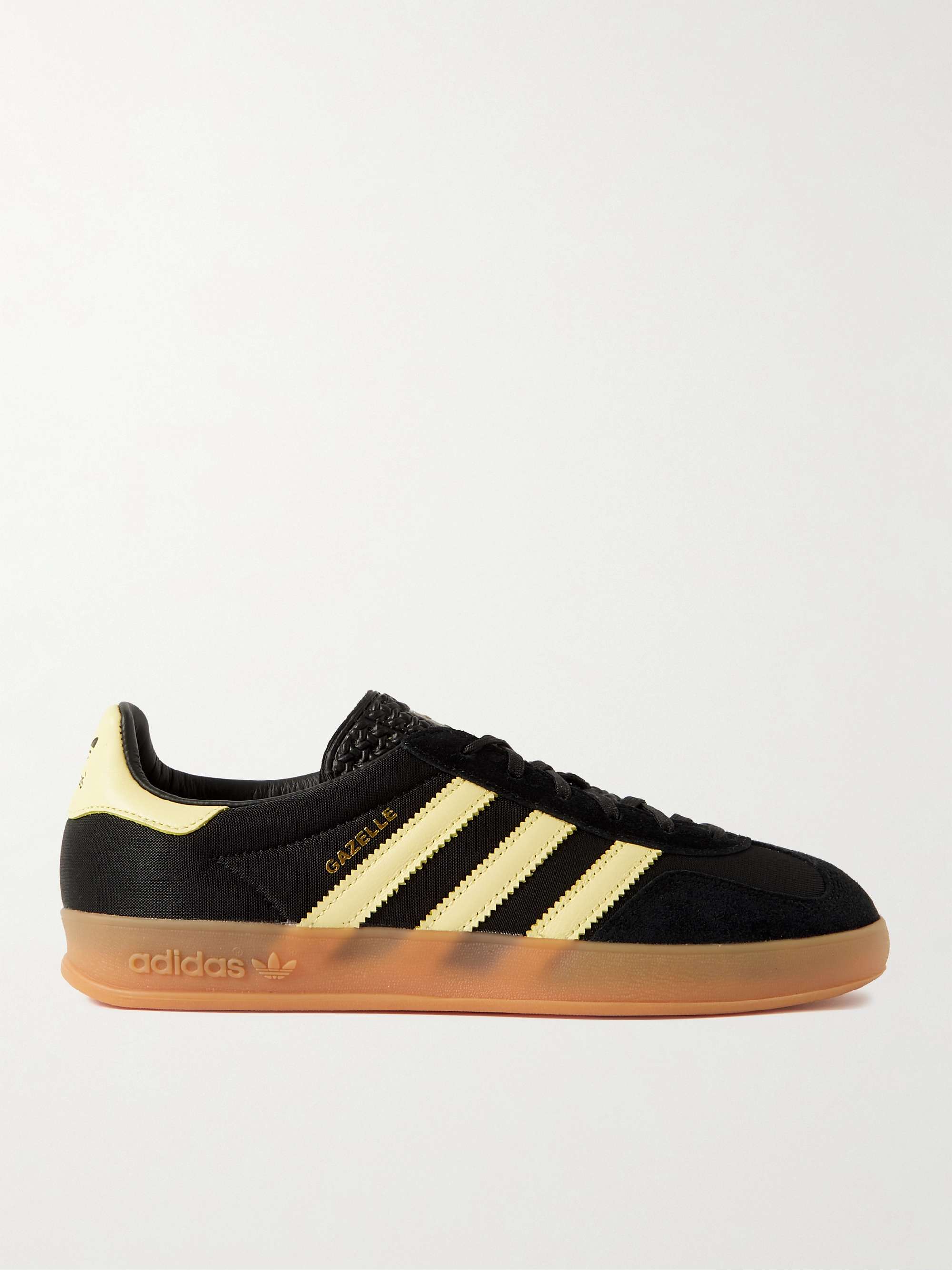 adidas gazelle black leather gum sole