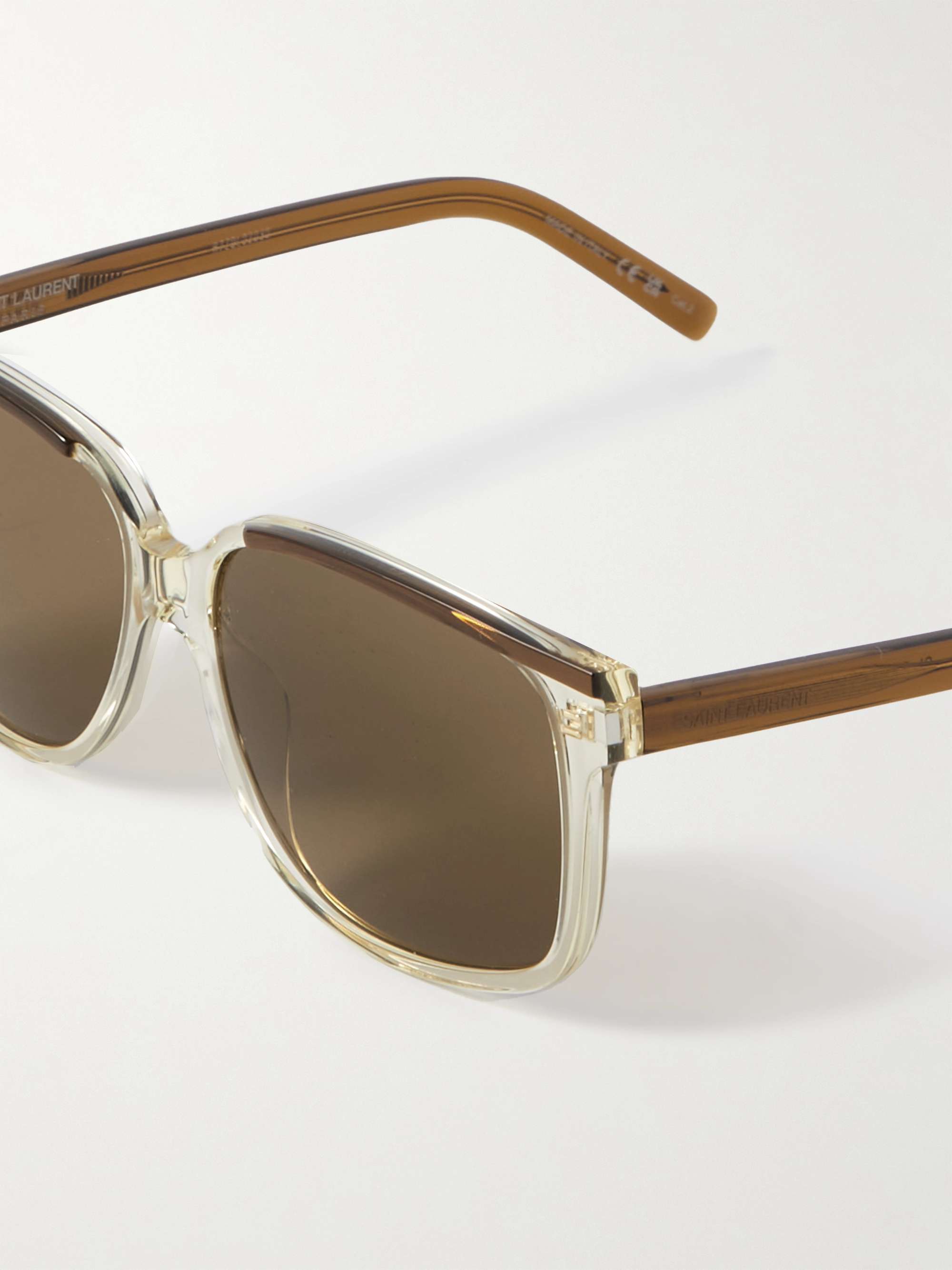 SAINT LAURENT EYEWEAR Square-Frame Gold-Tone and Acetate Sunglasses