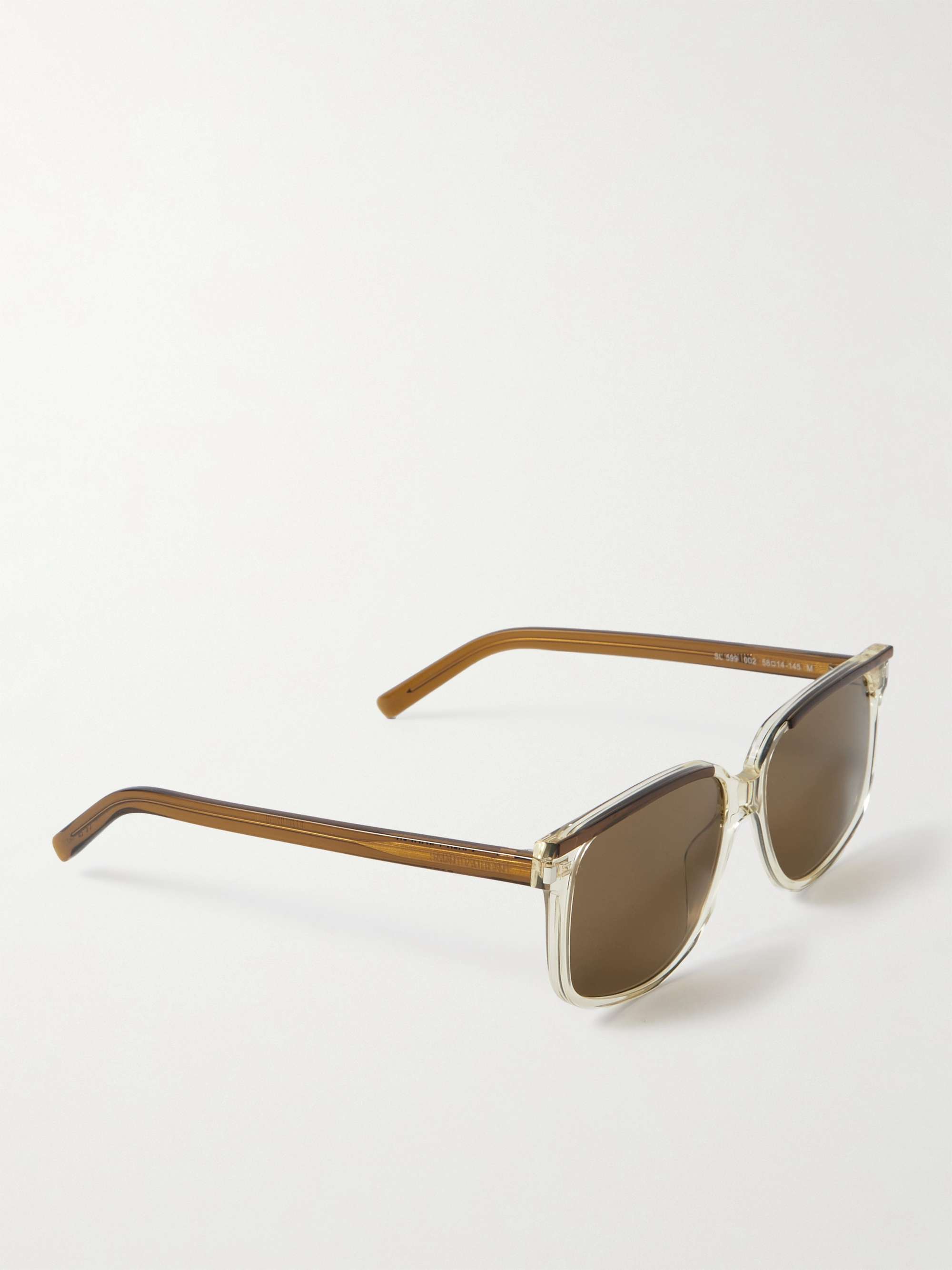 SAINT LAURENT EYEWEAR Square-Frame Gold-Tone and Acetate Sunglasses