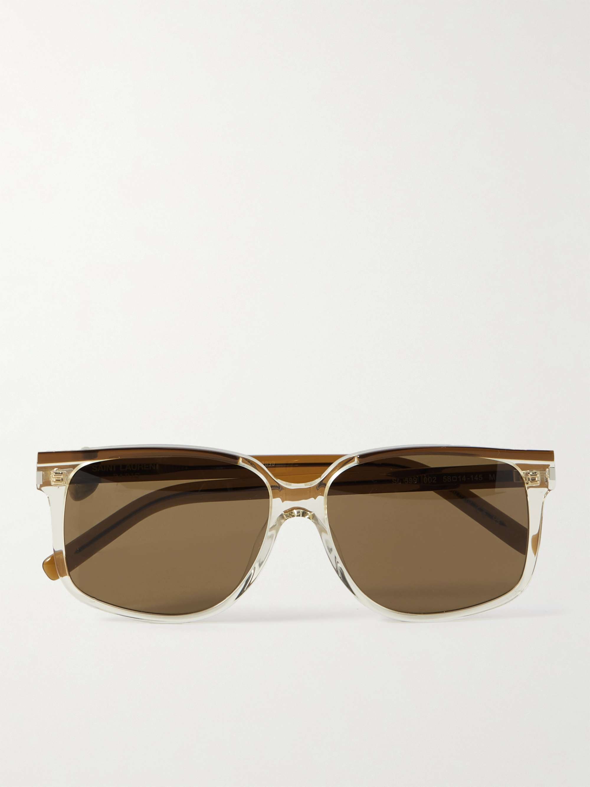 SAINT LAURENT EYEWEAR Square-Frame Gold-Tone and Acetate Sunglasses