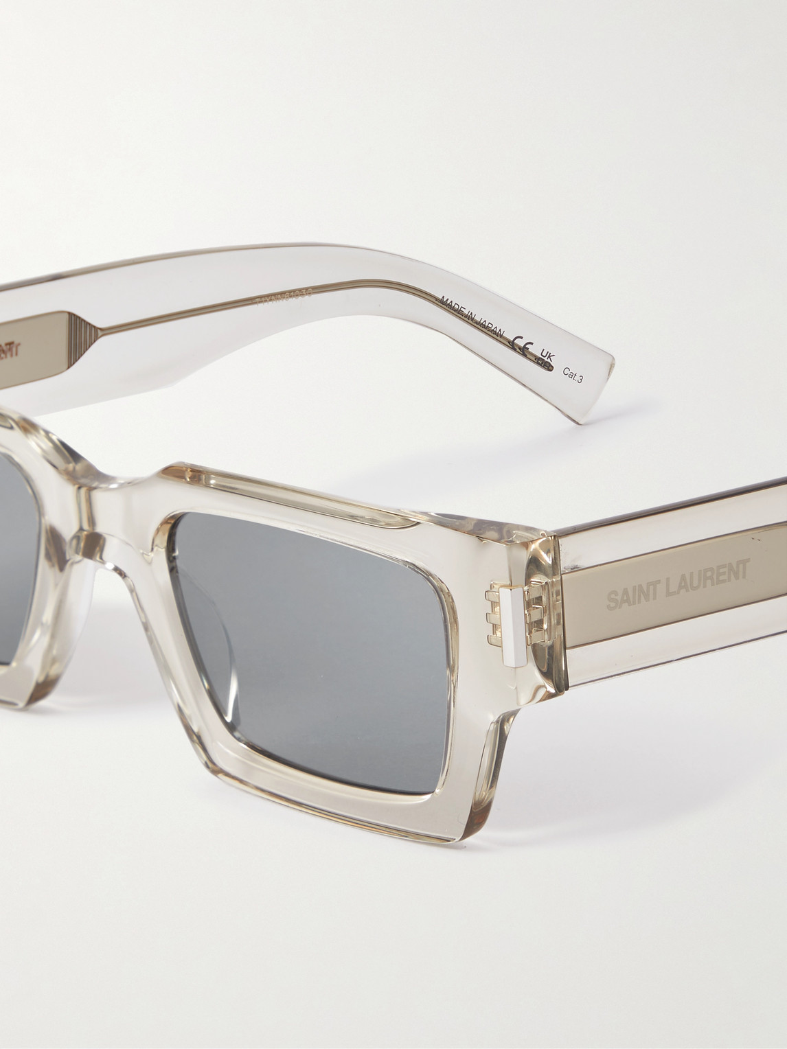 Saint Laurent Rectangular-frame Acetate Sunglasses In Neutrals