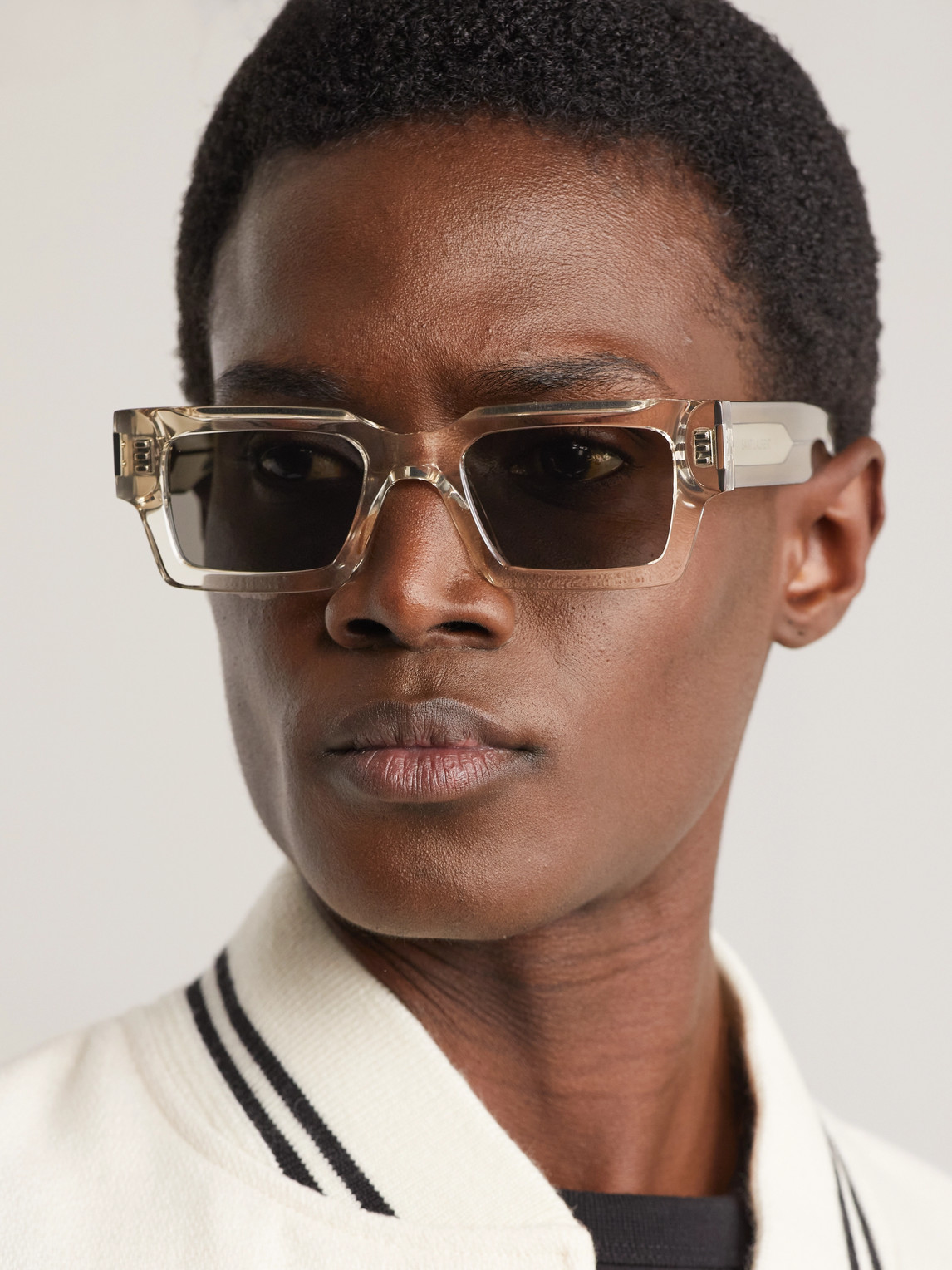 Saint Laurent Rectangular-frame Acetate Sunglasses In Neutrals