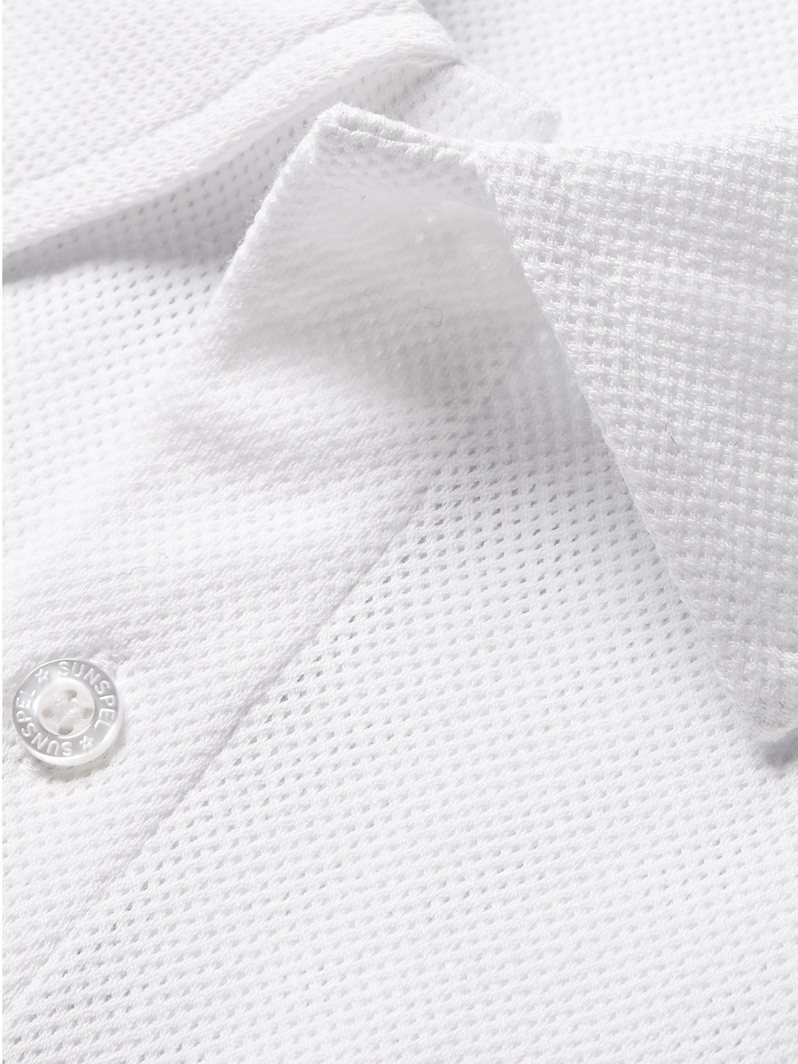 Sunspel Riviera Cotton-mesh Polo Shirt In White