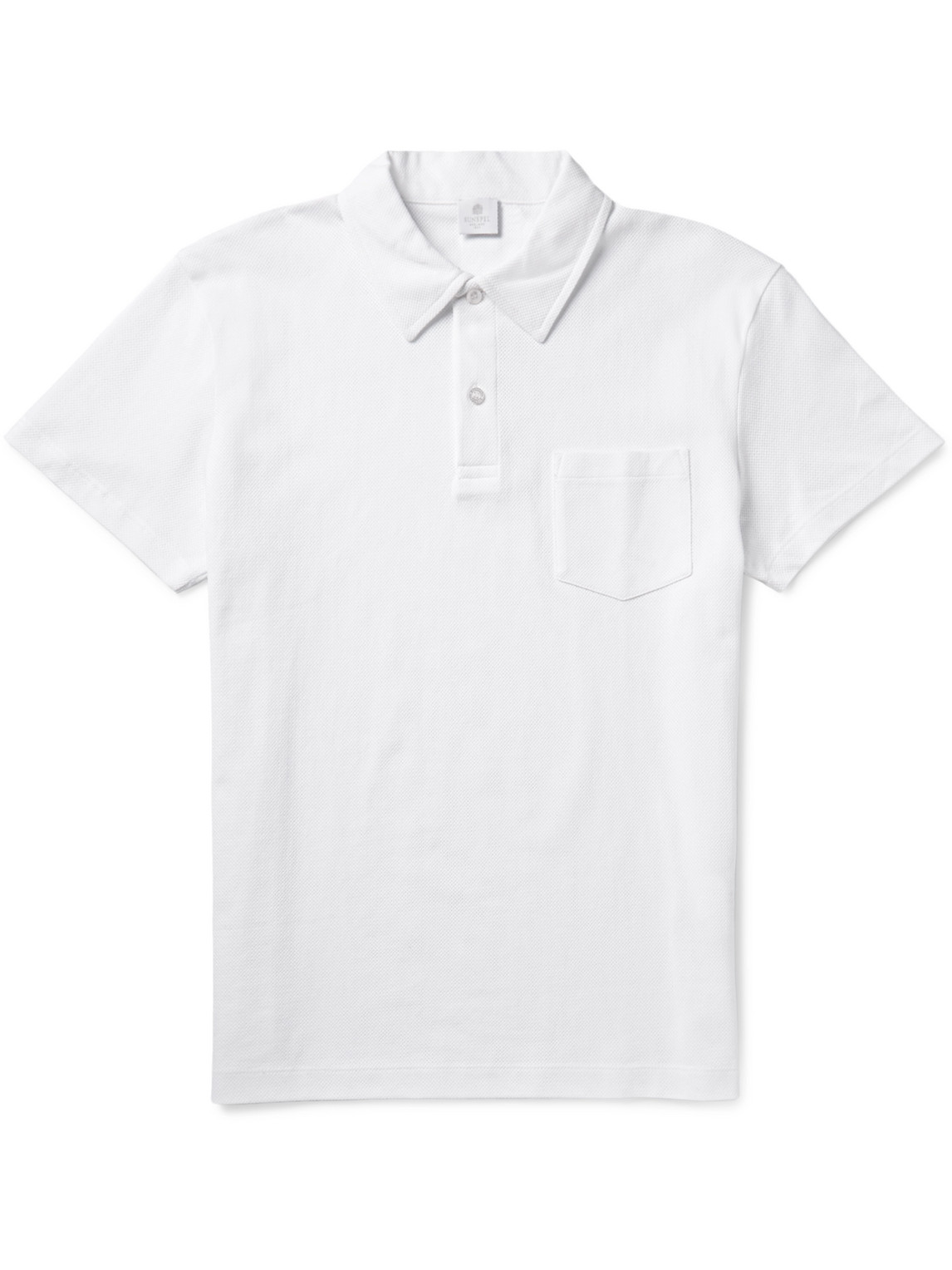Sunspel Riviera Cotton-mesh Polo Shirt In White