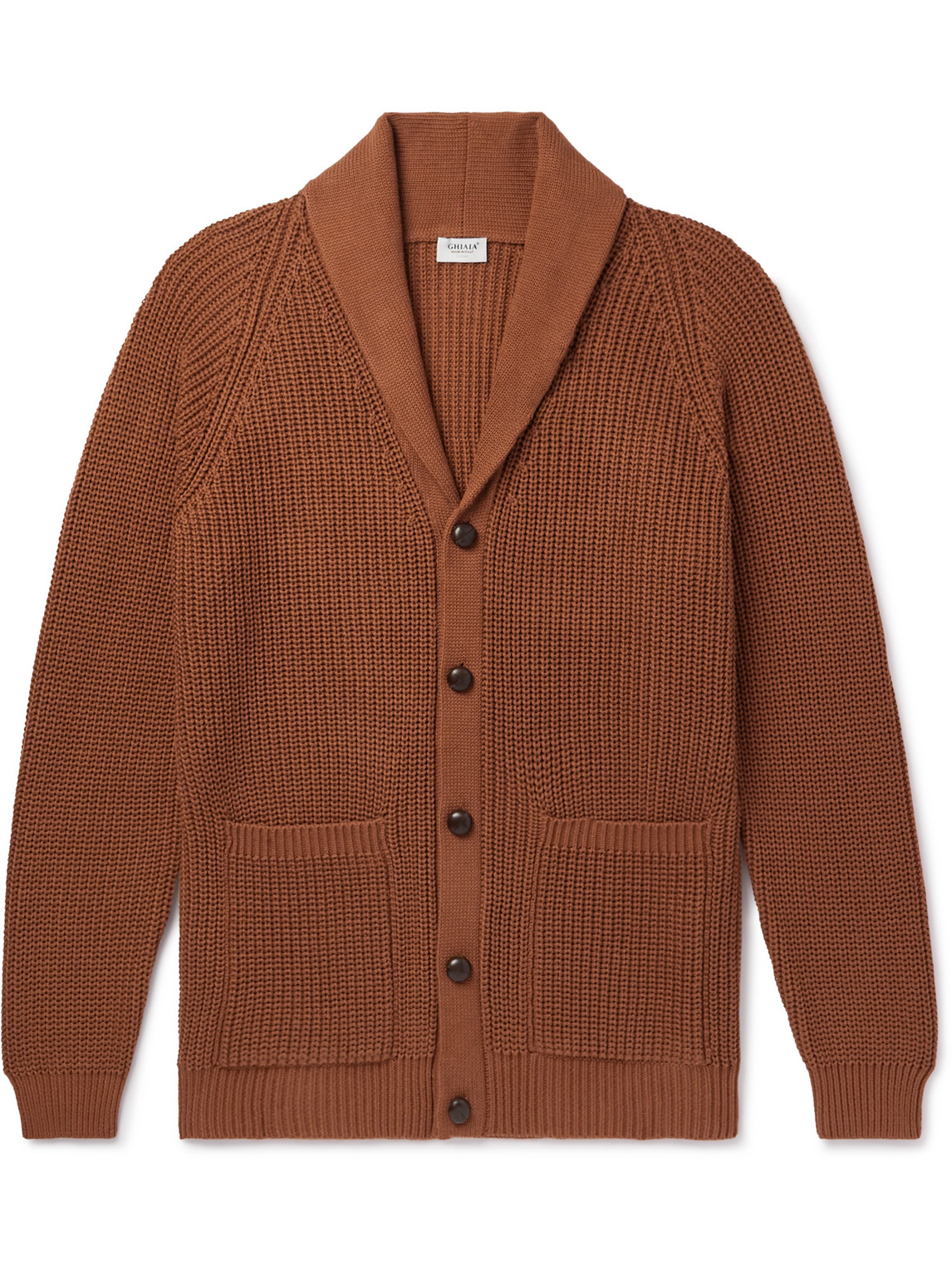 Ghiaia Cashmere Marinaio Shall Collar Cardigan In Brown