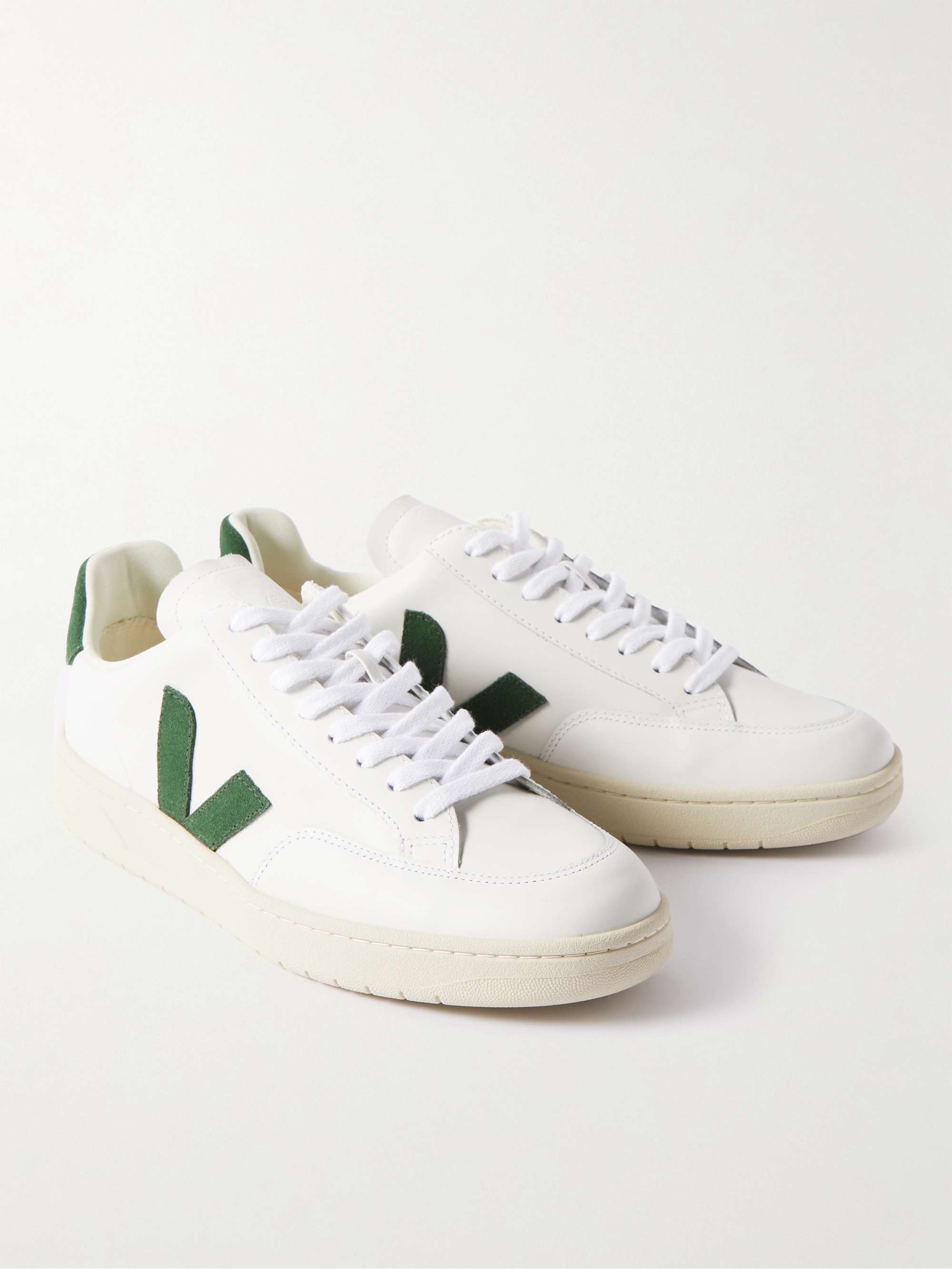 VEJA V-12 Suede-Trimmed Leather Sneakers
