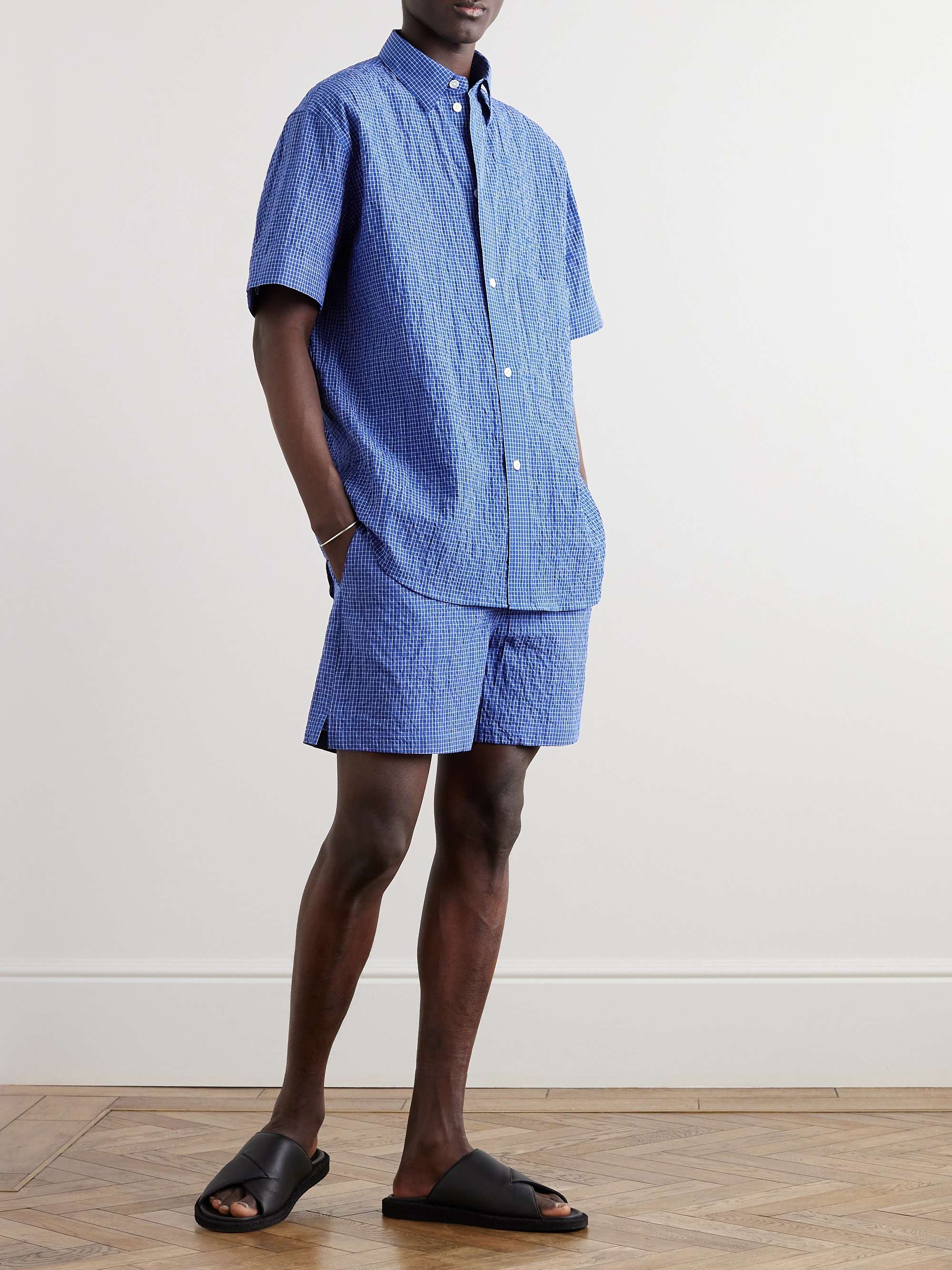 RÓHE Checked Cotton-Seersucker Shirt