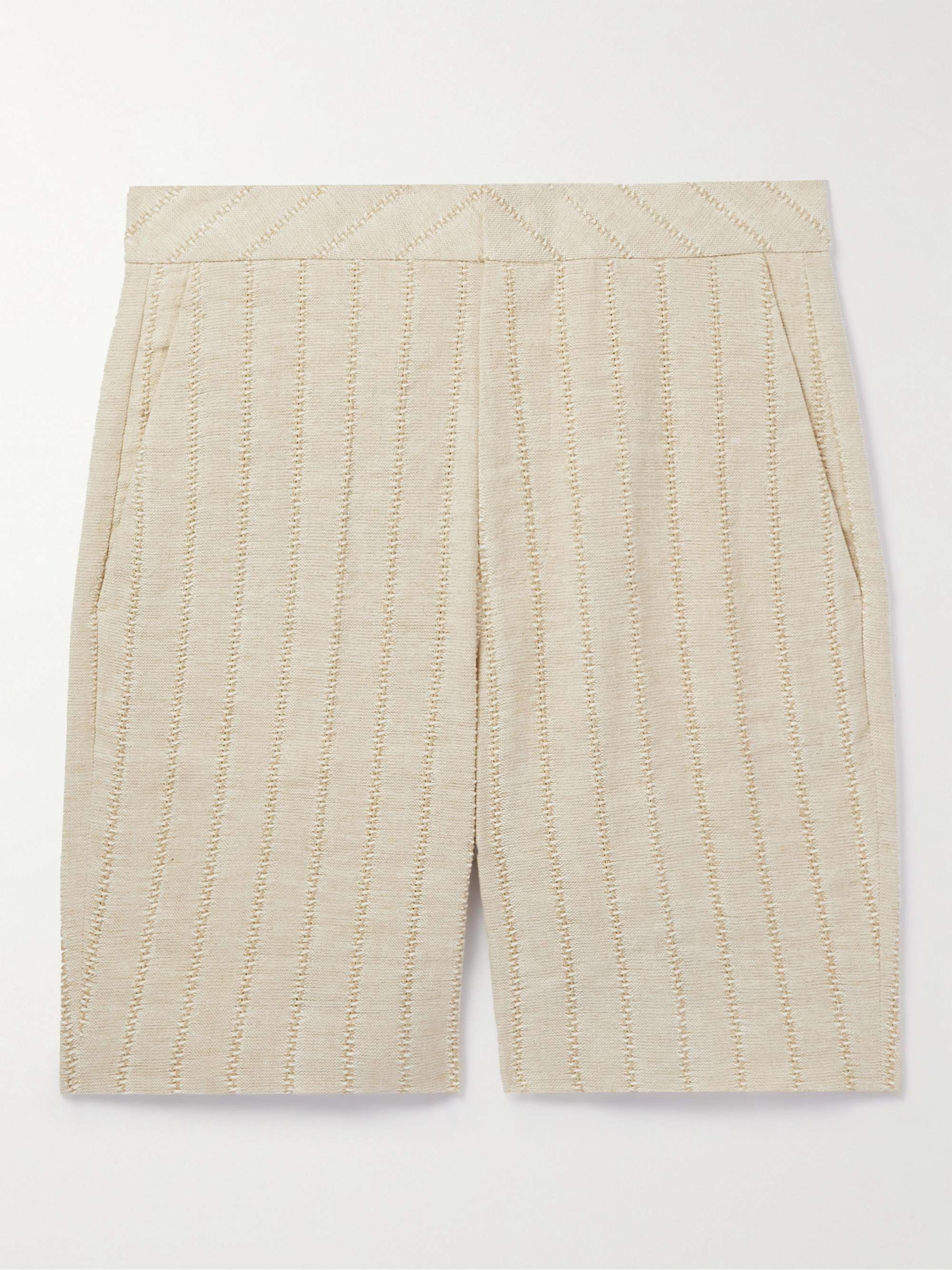 RÓHE Straight-Leg Embroidered Linen and Cotton-Blend Shorts