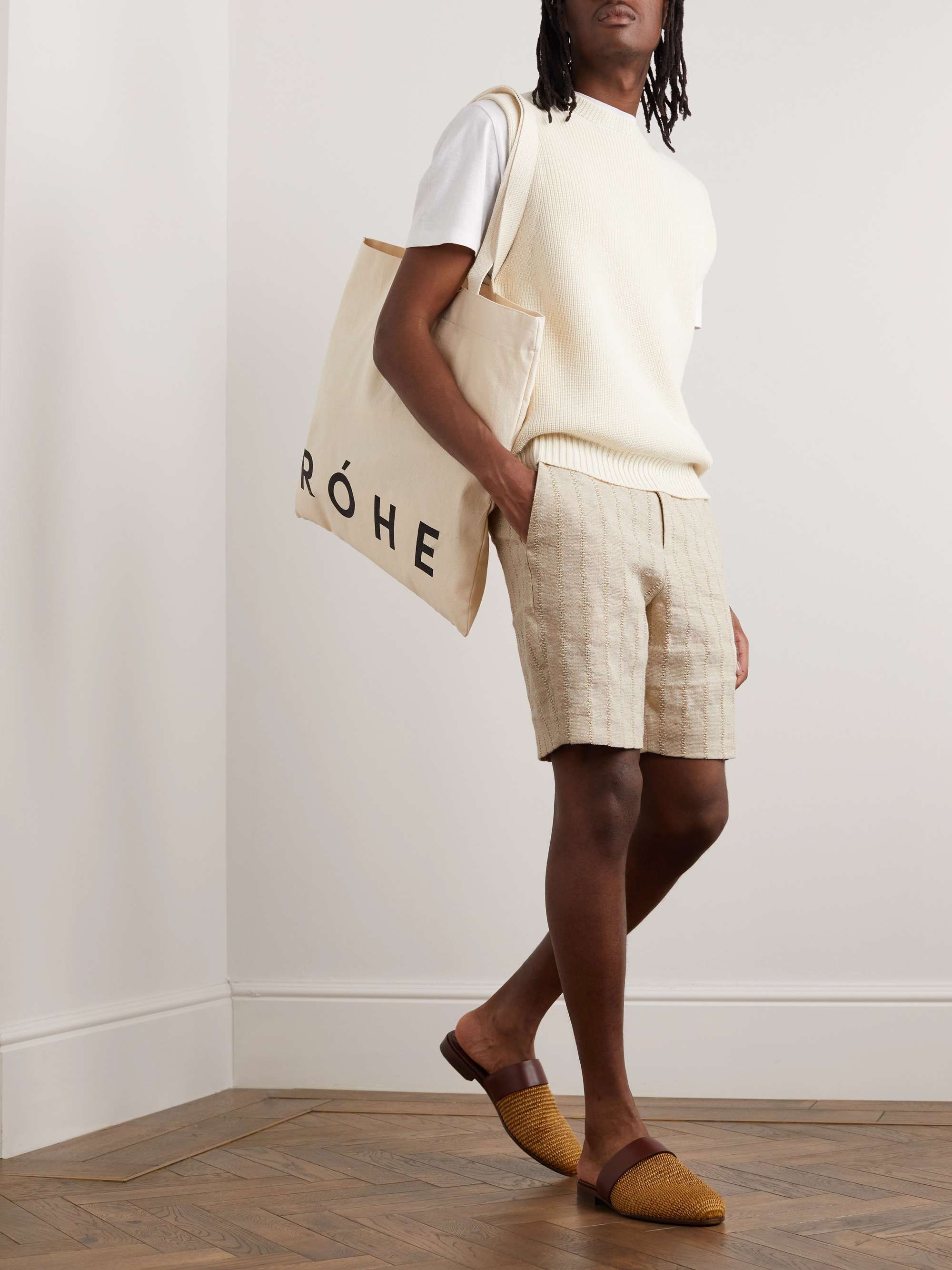 RÓHE Straight-Leg Embroidered Linen and Cotton-Blend Shorts