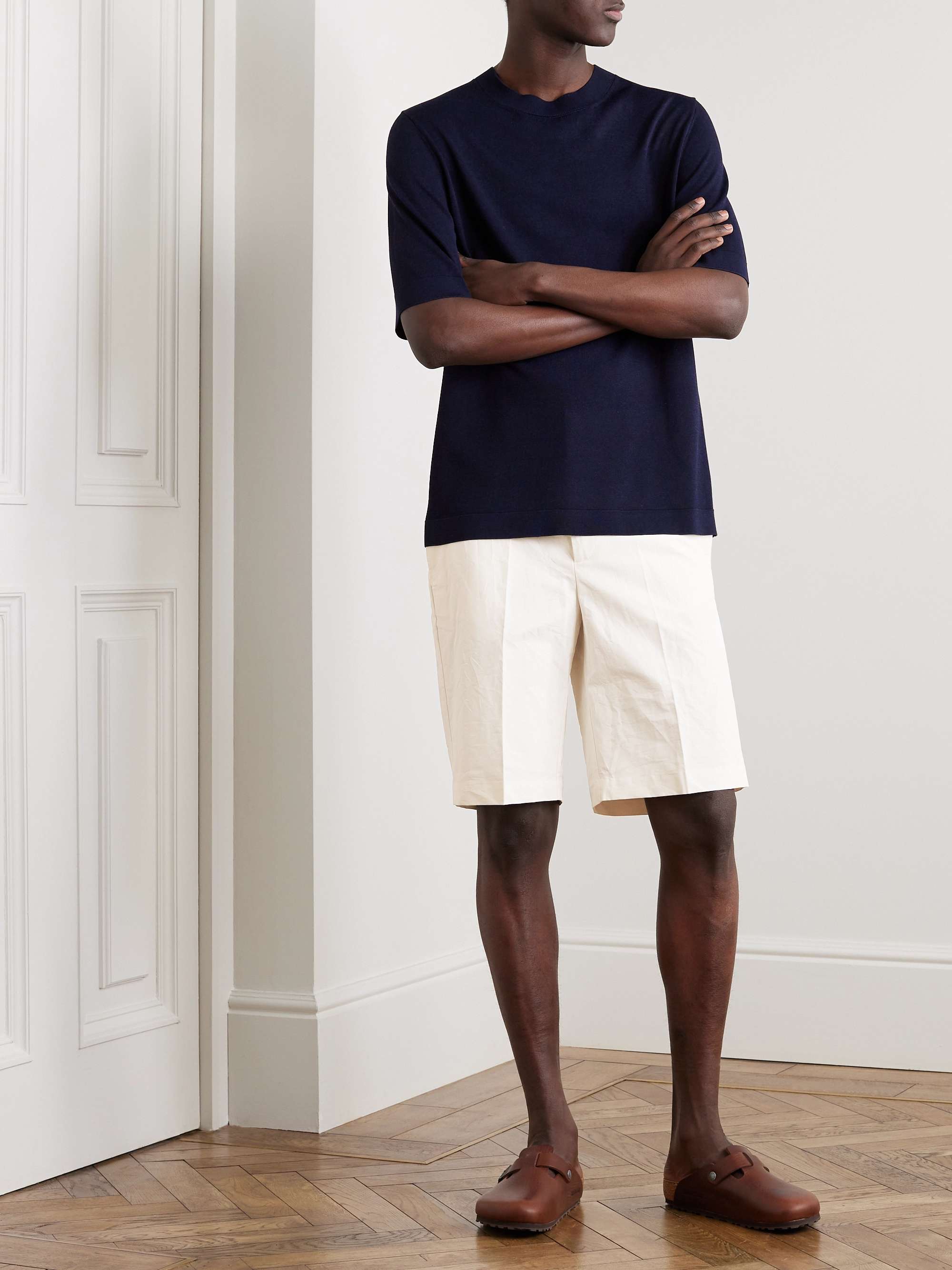 RÓHE Crushed Straight-Leg Cotton and Linen-Blend Shorts for Men | MR PORTER