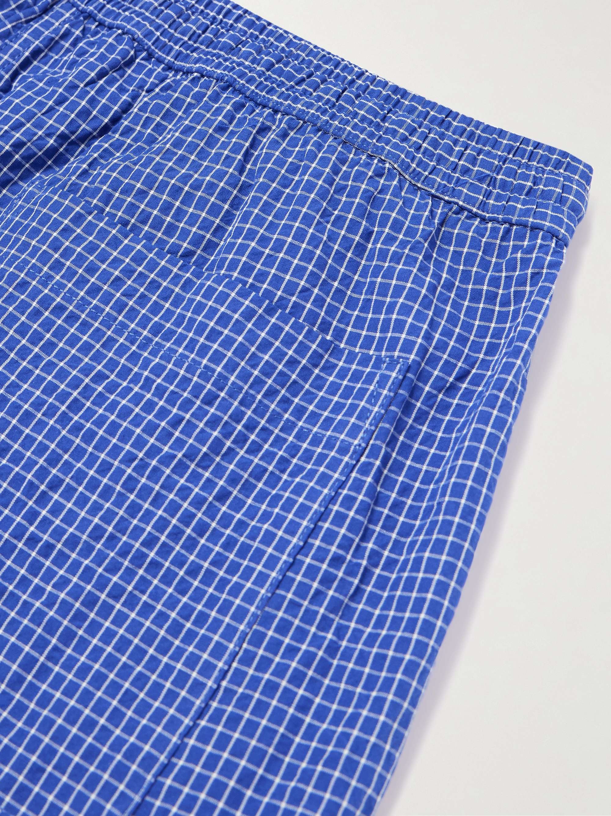RÓHE Straight-Leg Checked Cotton-Seersucker Drawstring Shorts