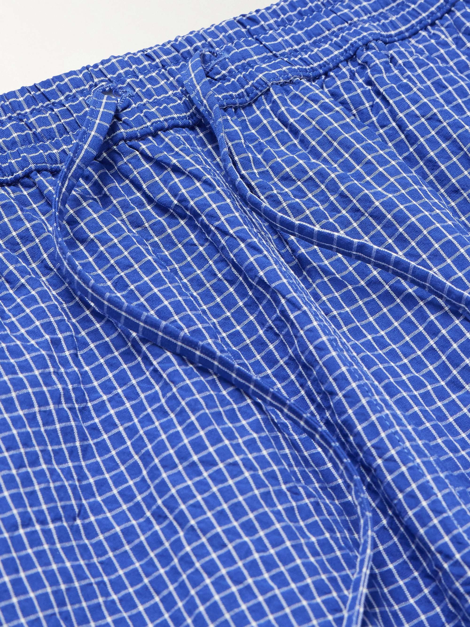 RÓHE Straight-Leg Checked Cotton-Seersucker Drawstring Shorts