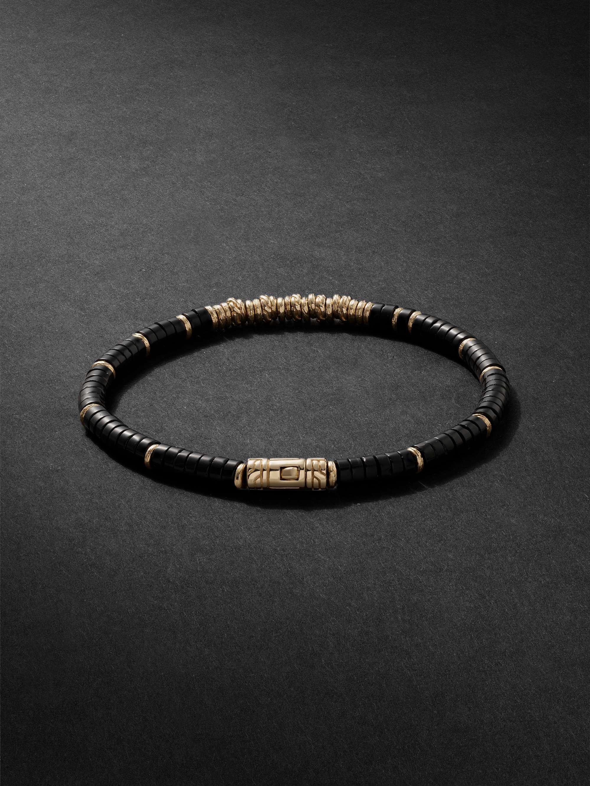 JOHN HARDY Gold Onyx Heishi Beaded Bracelet