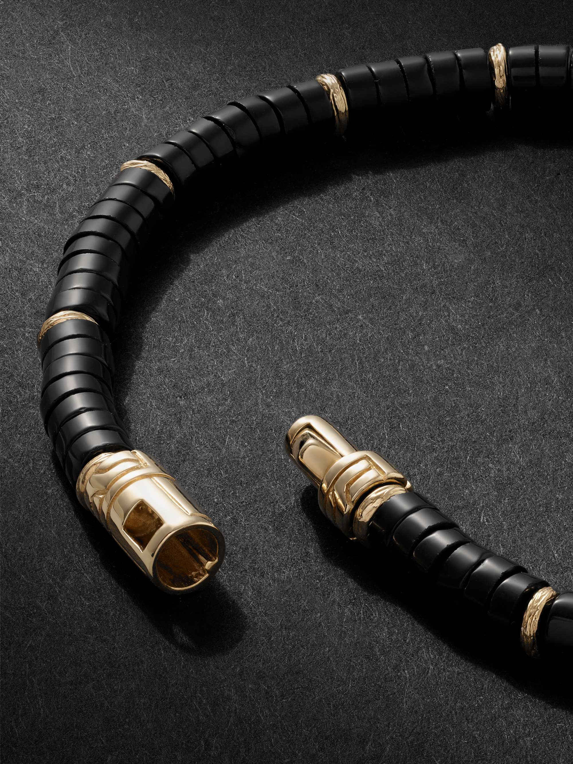 JOHN HARDY Gold Onyx Heishi Beaded Bracelet