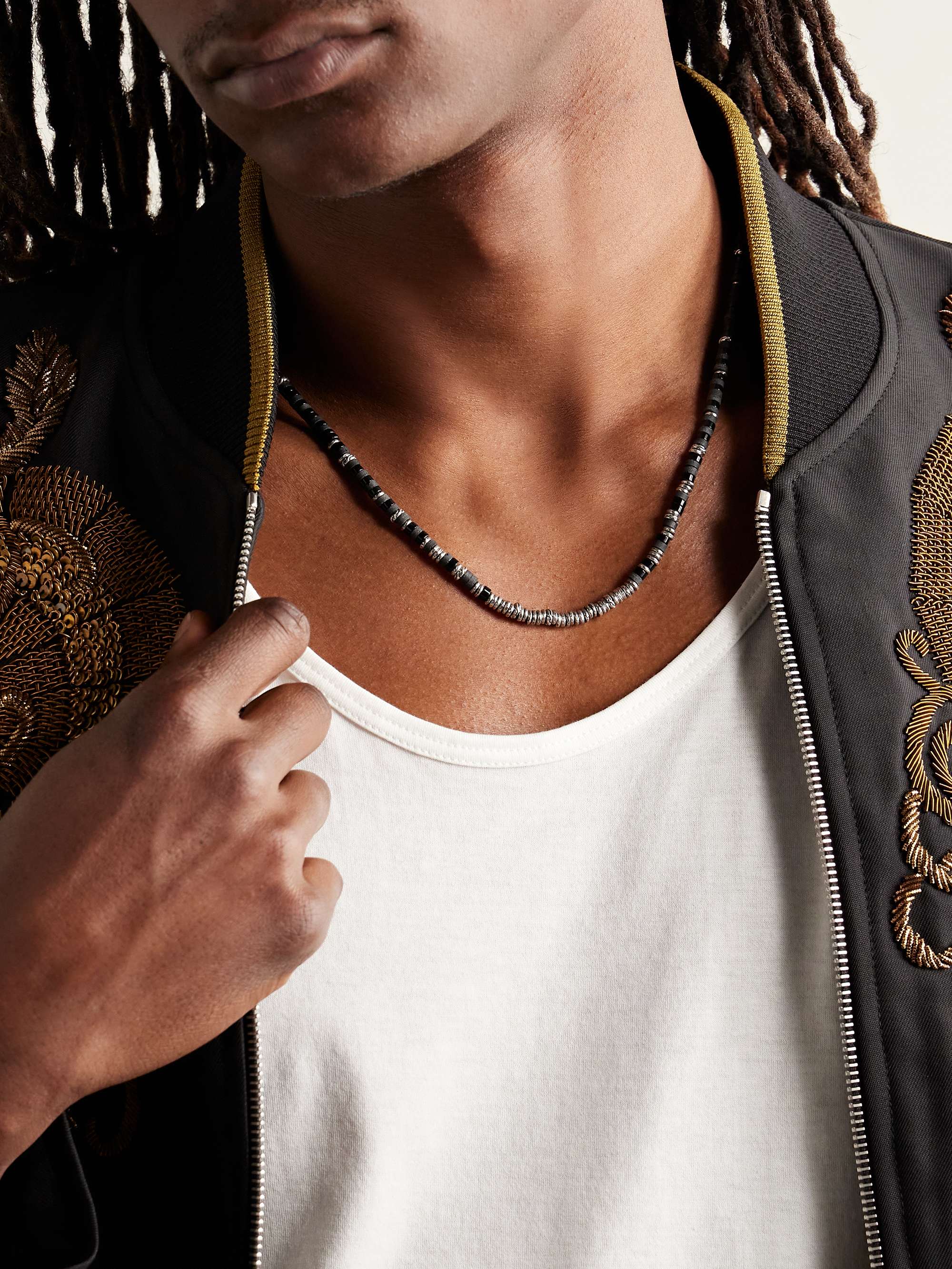 JOHN HARDY Silver and Onyx Heishi Beaded Necklace