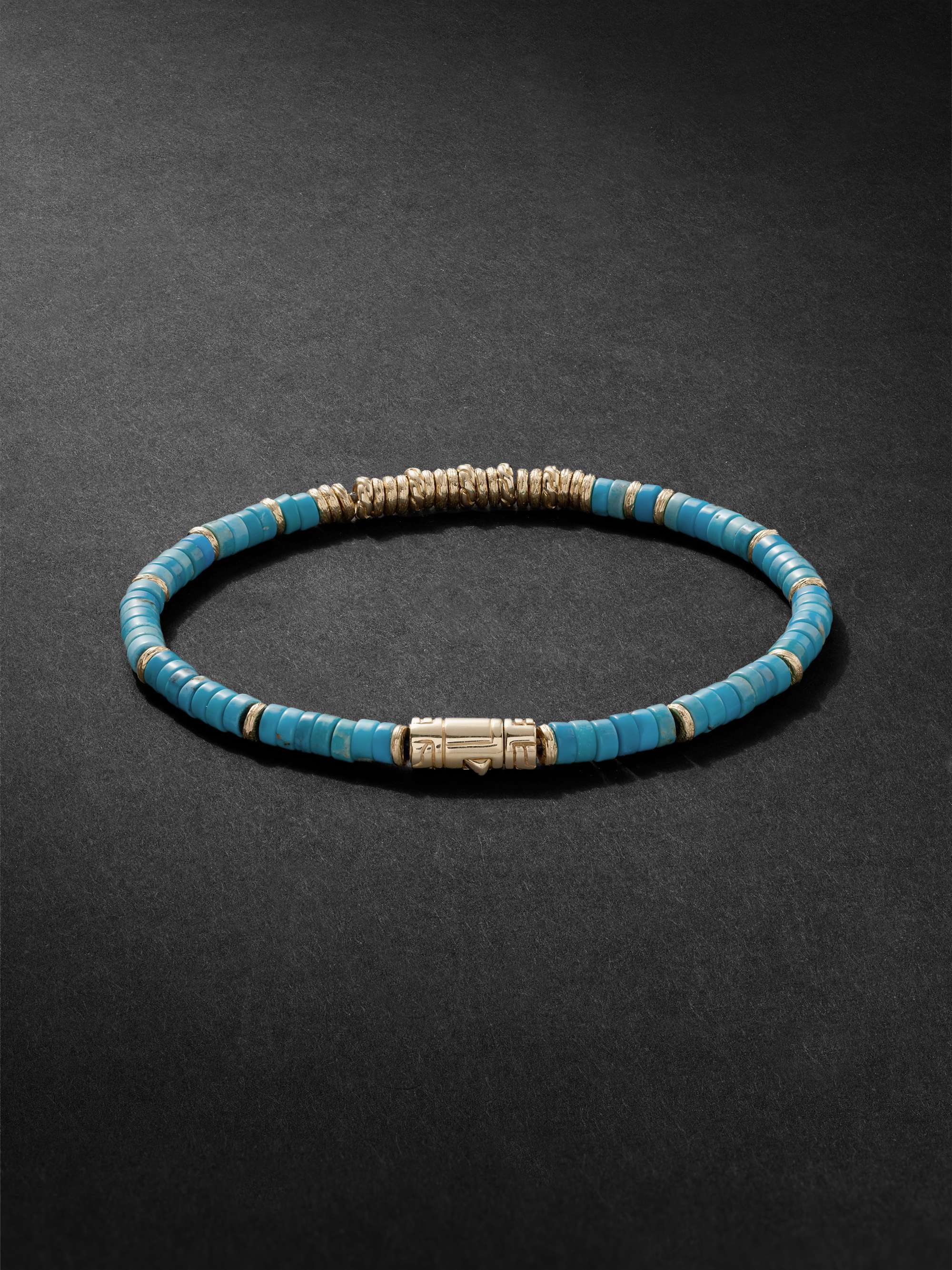 JOHN HARDY Gold Turquoise Heishi Beaded Bracelet